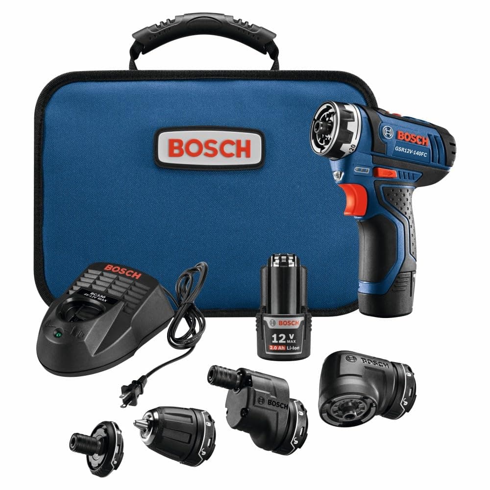 12V Max Cordless Power Drill Driver Kit with 5-in-1 Flexiclick System Multi-Head Drill Set with (2) 2 Ah Batteries (GSR12V-140FCB22)