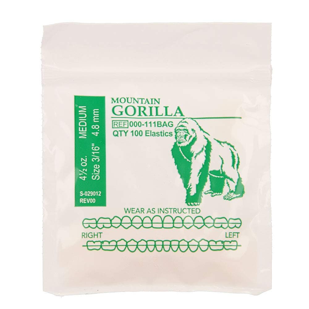 Elastics Wildlife Gorilla | Medium, 4.5 Oz, 3/16" Size, 100 Packs Per Box, 10,000 Total | Made in The USA | Exacting Dimensions, Precision Cutting, Top Quality Latex Tubing