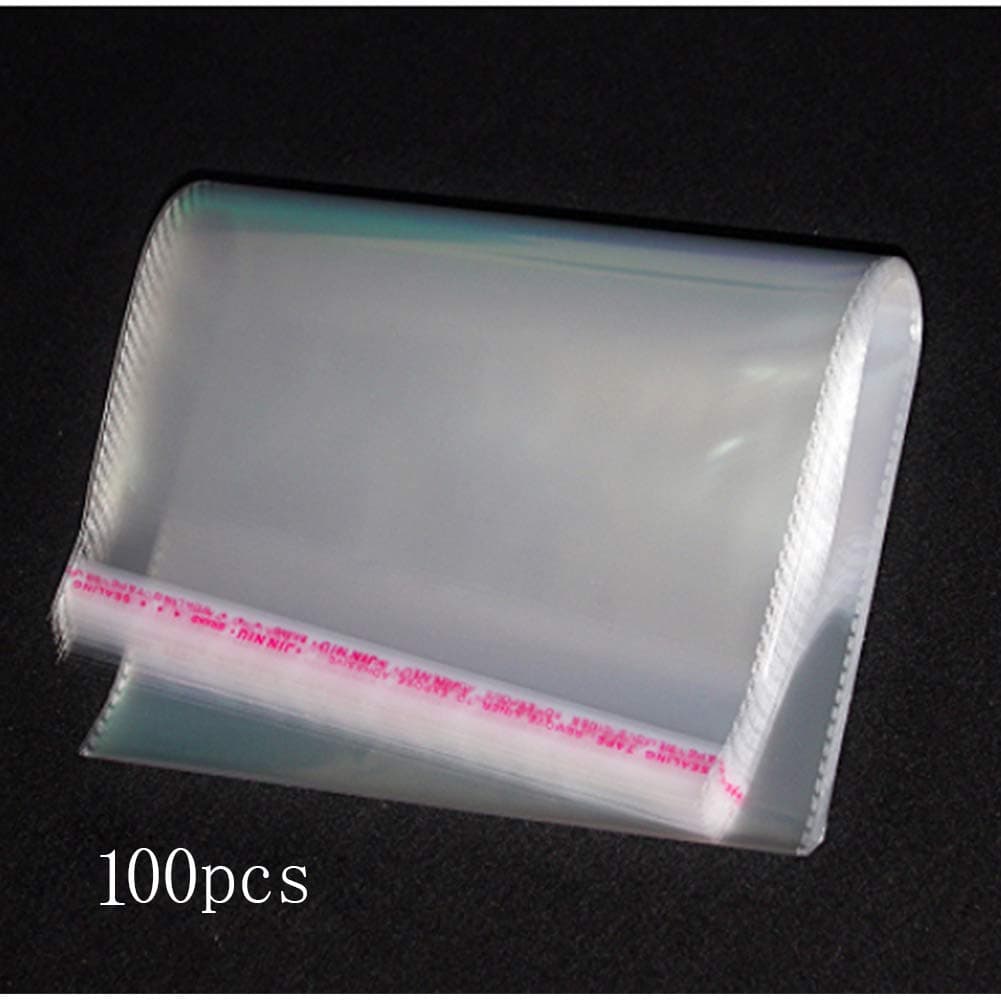 100 Pack OPP Self Adhesive Clear Plastic Bag with Available Size 6.4'' x 8'', Crystal Clear Resealable Cello Cellophane Bags for Candy, Presents, Artworks, Crafts (6.4'' x 8'')