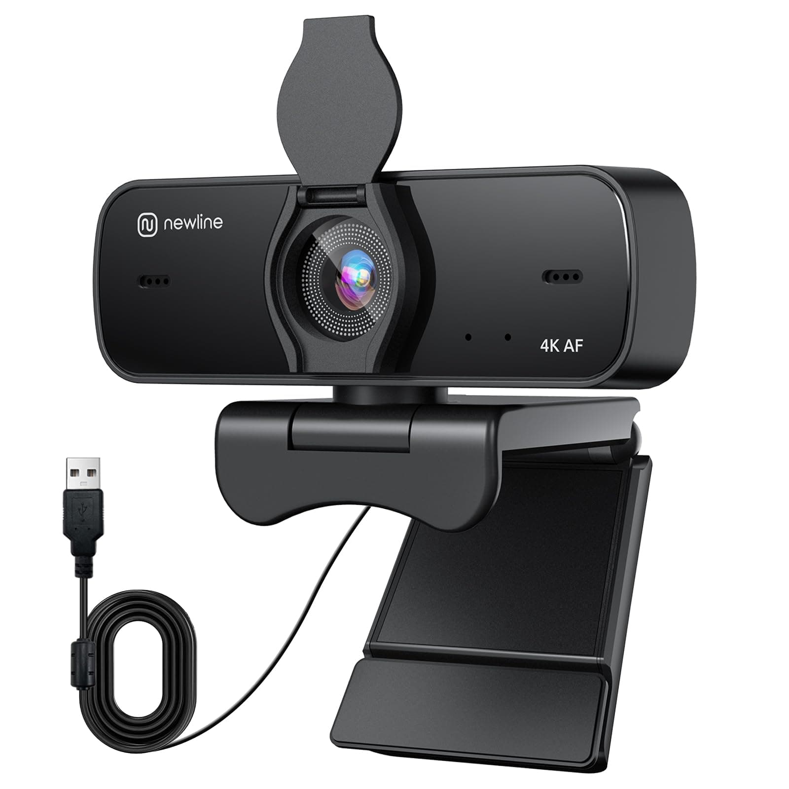 4K Webcam for PC with Dual Microphones, Autofocus USB Camera with Privacy Cover and Auto Light Correction, Plug and Play for Laptop, Mac, Zoom, Teams, Video Calls and Streaming