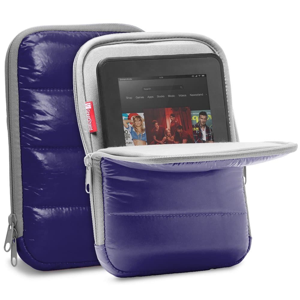 GreatShield ARCTIC [Quilted Material | Kickstand] Sleeve Case for 7" to 8"-inch Tablets - Fits Apple iPad Mini, Galaxy Tab 7, Nexus 7, LG, Asus Tablet - Blue