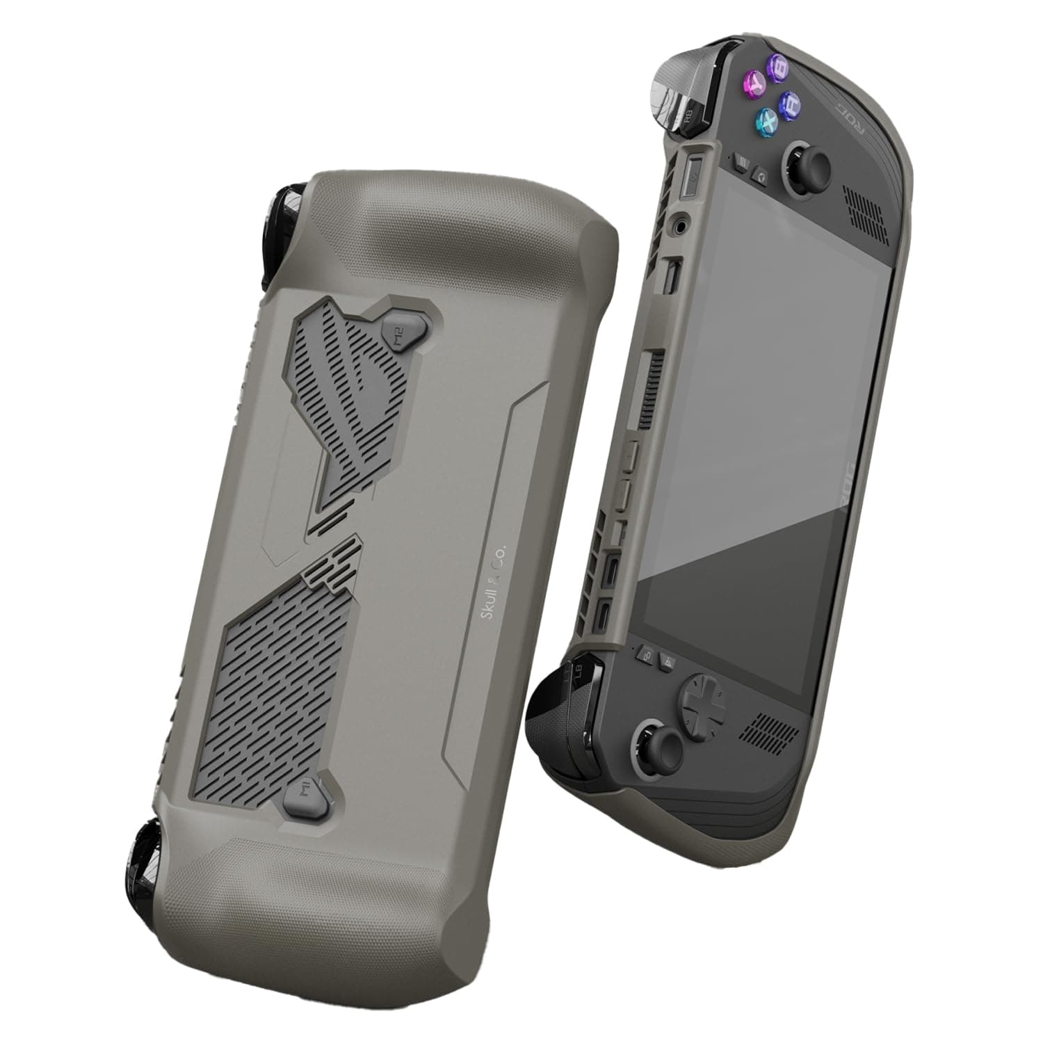 GripCase Ally for ROG Ally X: A Soft Protective Case with Textured Grips Full Protection and Stand, Shock-Absorption Non-Slip and Anti-Scratch Cover Design - Coyote Gray