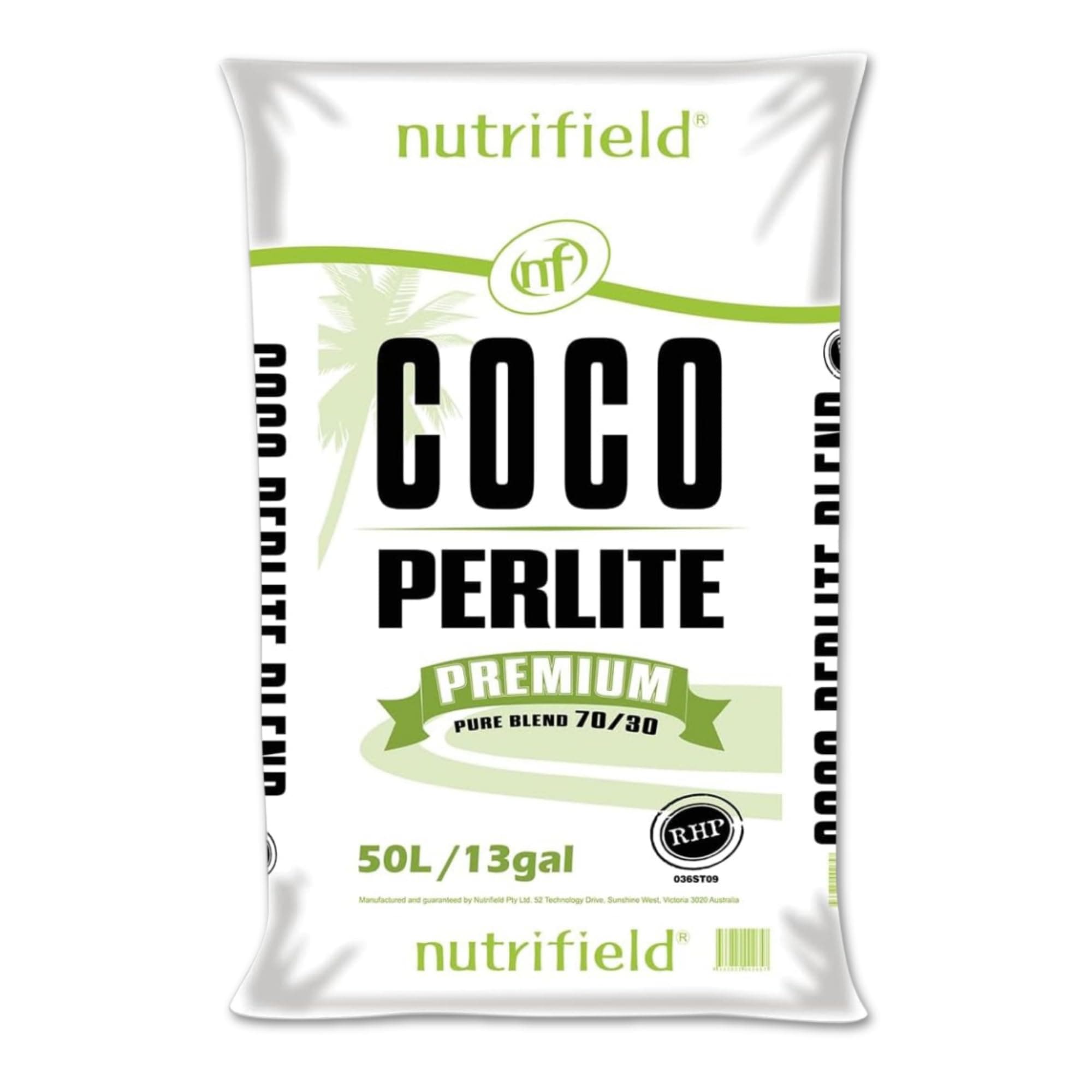 Nutrifield Coco Coir Perlite Mix, 50 Liter Bag- 70/30 Blend - Pre Buffered with Calcium, Organic Coconut Coir & Perlite for Plants - Garden Soil for Hydroponic, Indoor - Outdoor Garden & House Plant