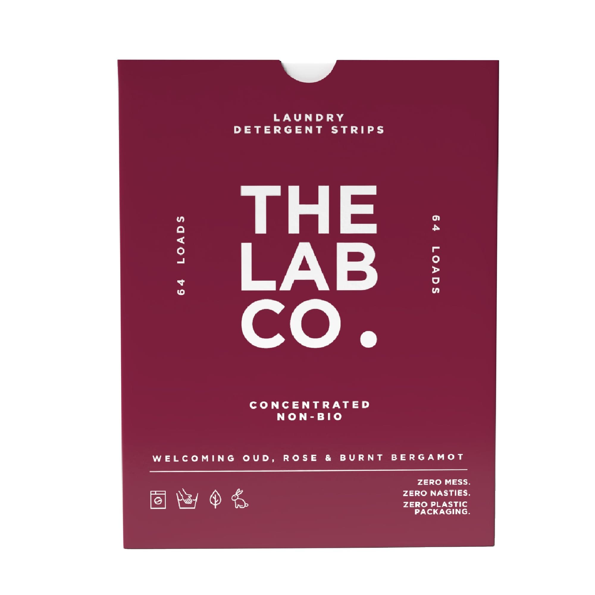 The Lab Co. Laundry Detergent Strips Washing Sheets | Eco Ultra-Concentrated | Non-Bio for Sensitive Skin | Non-Toxic Fragrance | EDC-Free | Lab-Tested | Welcoming Oud Rose Bergamot | 64 Loads
