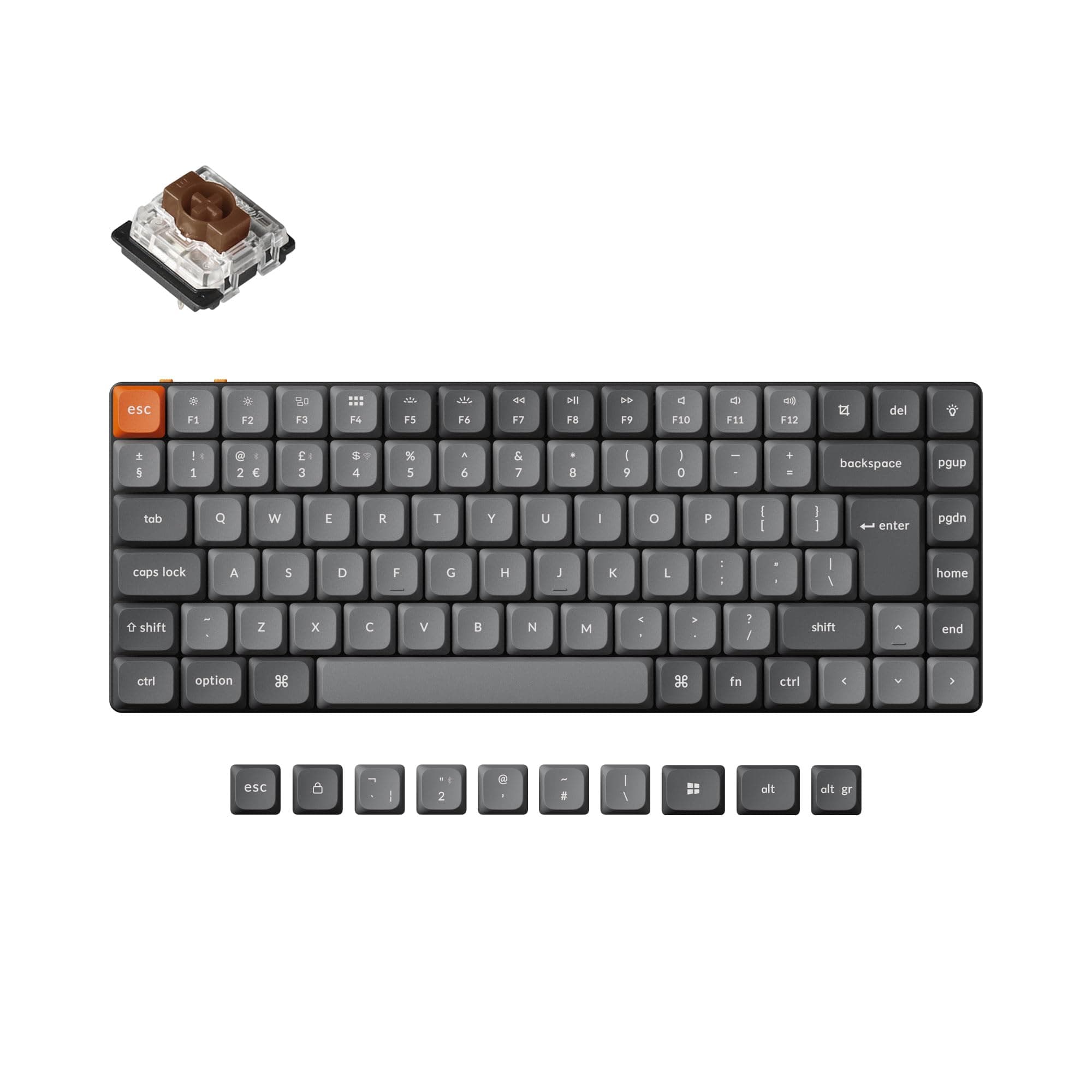 – K3 Max Ultra-Slim Wireless Mechanical Keyboard, QMK/VIA Programmable Bluetooth 5.1/2.4 GHz/Wired with RGB Backlight Hot-swap Low Profile Gateron Brown Switch for Mac Win Linux - UK Layout