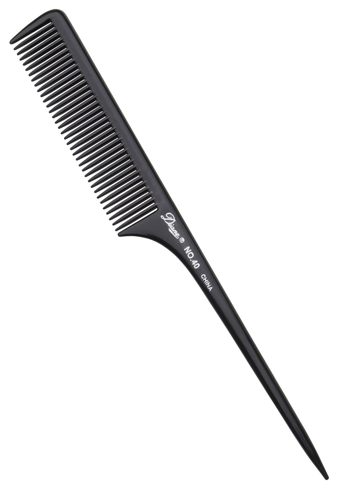 Diane 9" Thick Rat Tail Comb, Bone/Black