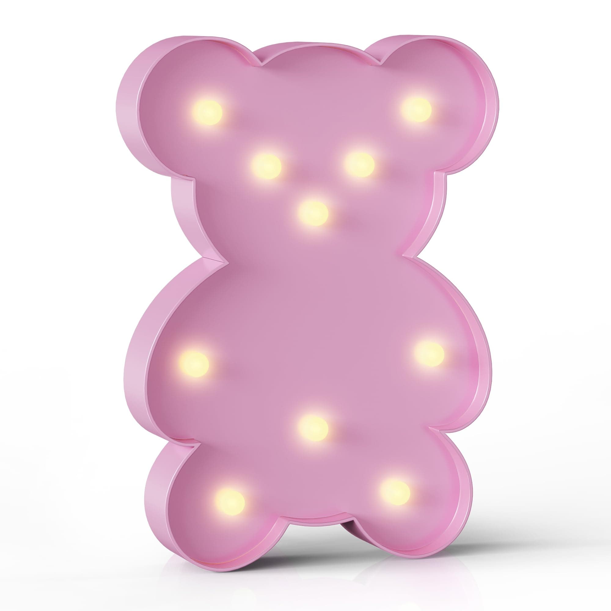 Pink Bear Decor, Battery Powered Bear Night Light for Kids, Pink Party Decorations, Baby Night Light for Bedroom, Toddler Night Lights, Pink Kids Room Decor for Bedroom