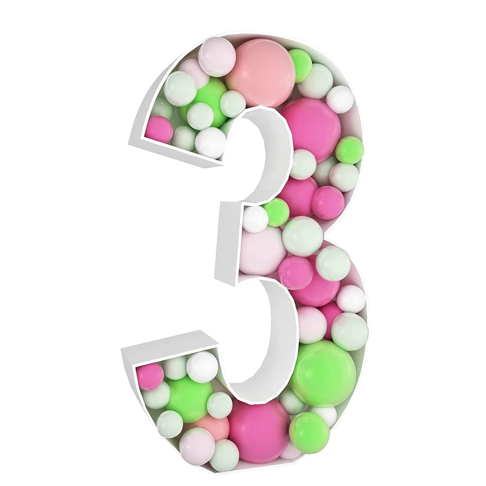 Marquee Numbers Mosaic Balloon Frame, Extra Large Marquee Light Up Number Pre-Cut DIY Number Kit, Foam Board Backdrop for Birthday Baby Party Anniversary (3)