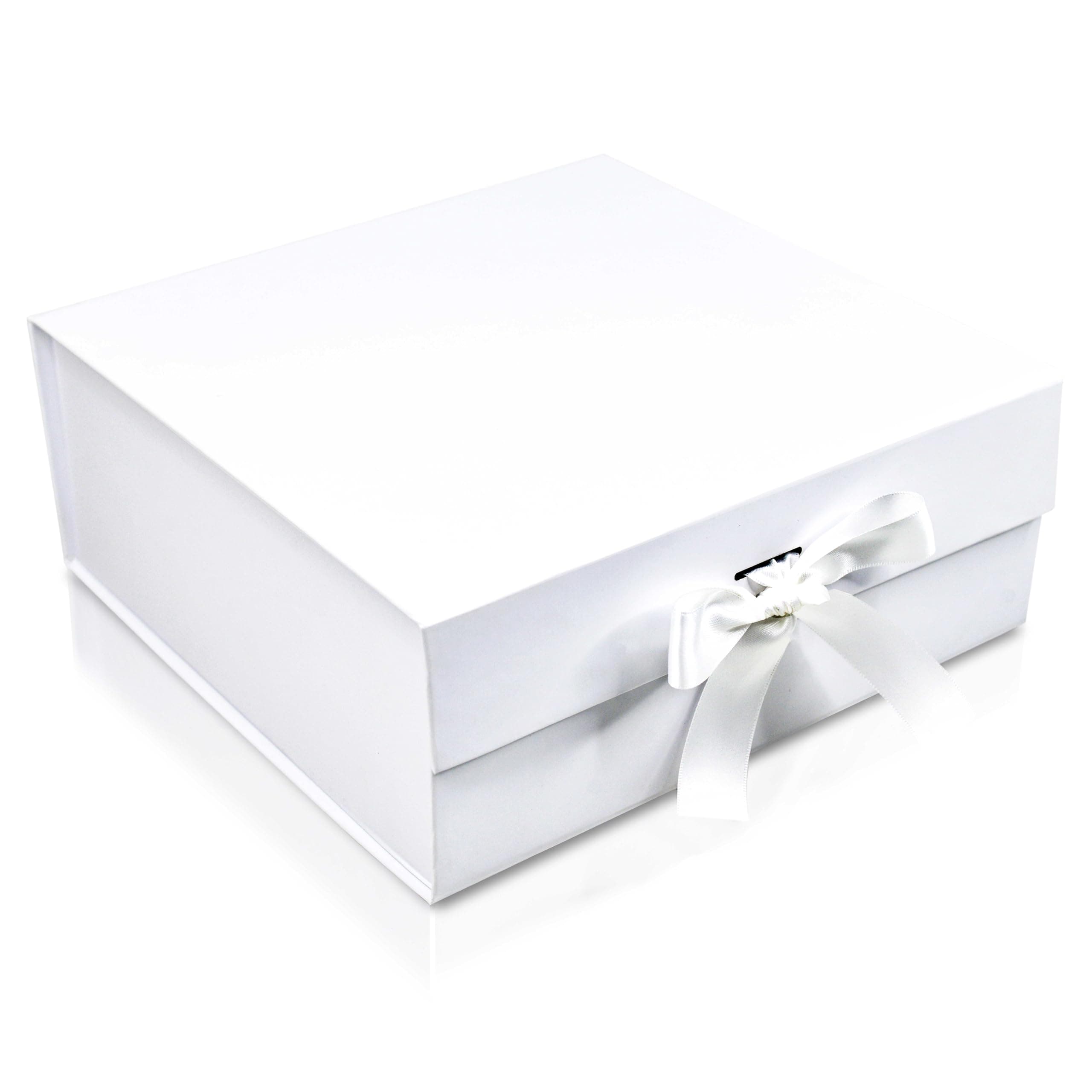 RBS® - MEDIUM White Gift Box 26 x 26 x 10cm Gift Boxes For Packaging (1 Pack) Decorative gift packing box Multipurpose gift hampers Hold up to 8 kg Reuse gift box for packing (Medium White)