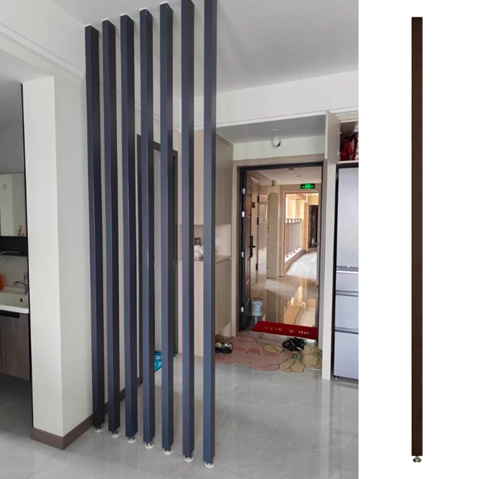 Wall Partition Room Divider Floor to Ceiling 1 Pcs / 3pcs / 5pcs Modern Decor Screen Partition Post for Apartment, Black Room Separator Wooden Slats, Customized Room Divider Columns(1 pcs,190cm/74.8in