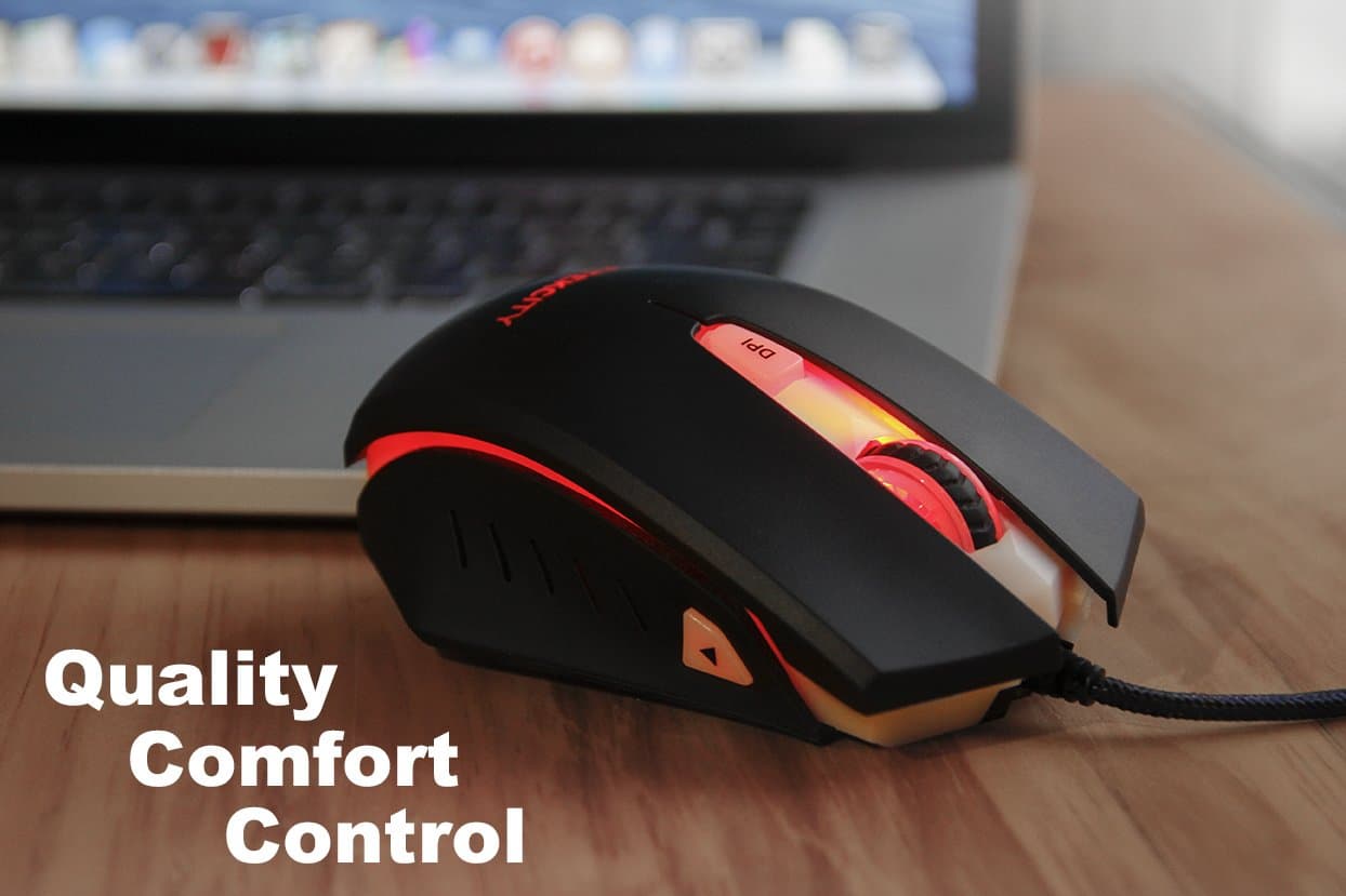 Etekcity Scroll T-142 4000 DPI High Precision 6 Programmable Buttions USB Wired Optical Gaming Mouse for Windows and Mac