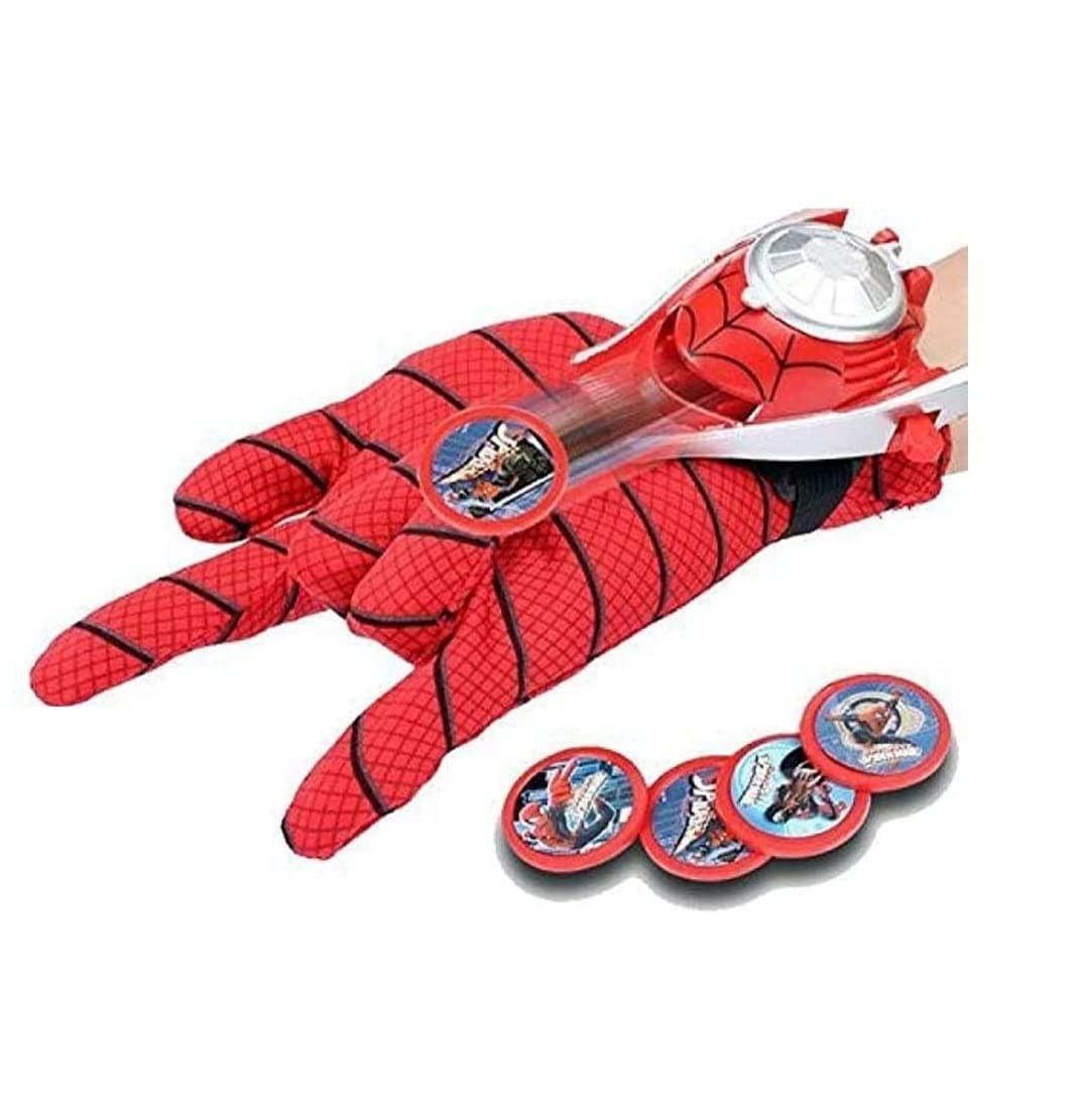 Action Figure Super Hero Web Disc Shooter Launcher with Single Hand Wearable Glove Fun Game Toy Set for Kids