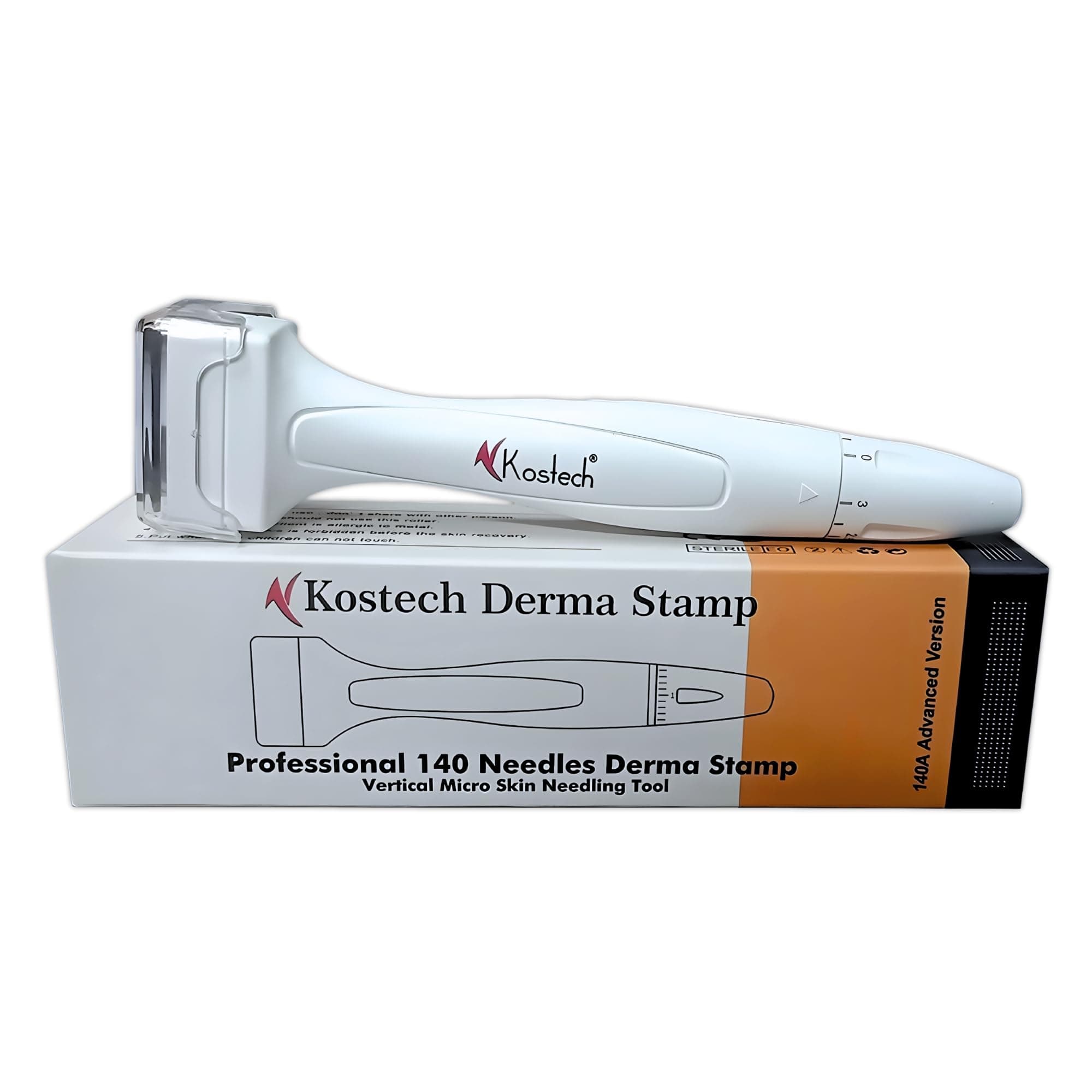 Kostech Adjustable Derma Stamp 0.25mm-3mm Micro Titanium Needles Stamp Pen Dermastamper for Face Body Skin Hair Acne Scars and Stretch Marks Rejuvenation (Pack of 1)