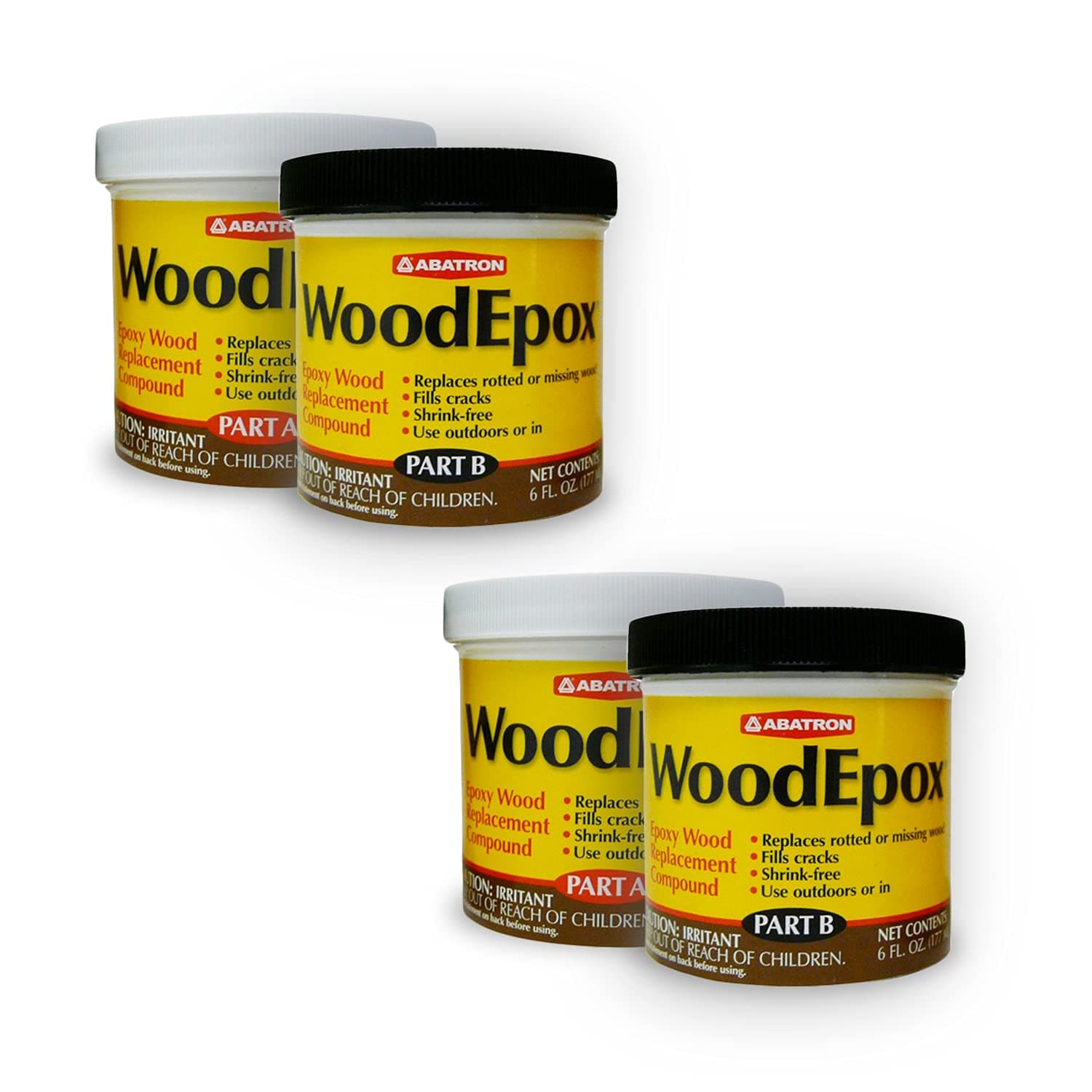 2 Kit WoodEpox Epoxy Wood Replacement Compound, 12 oz Kit, Part A & B
