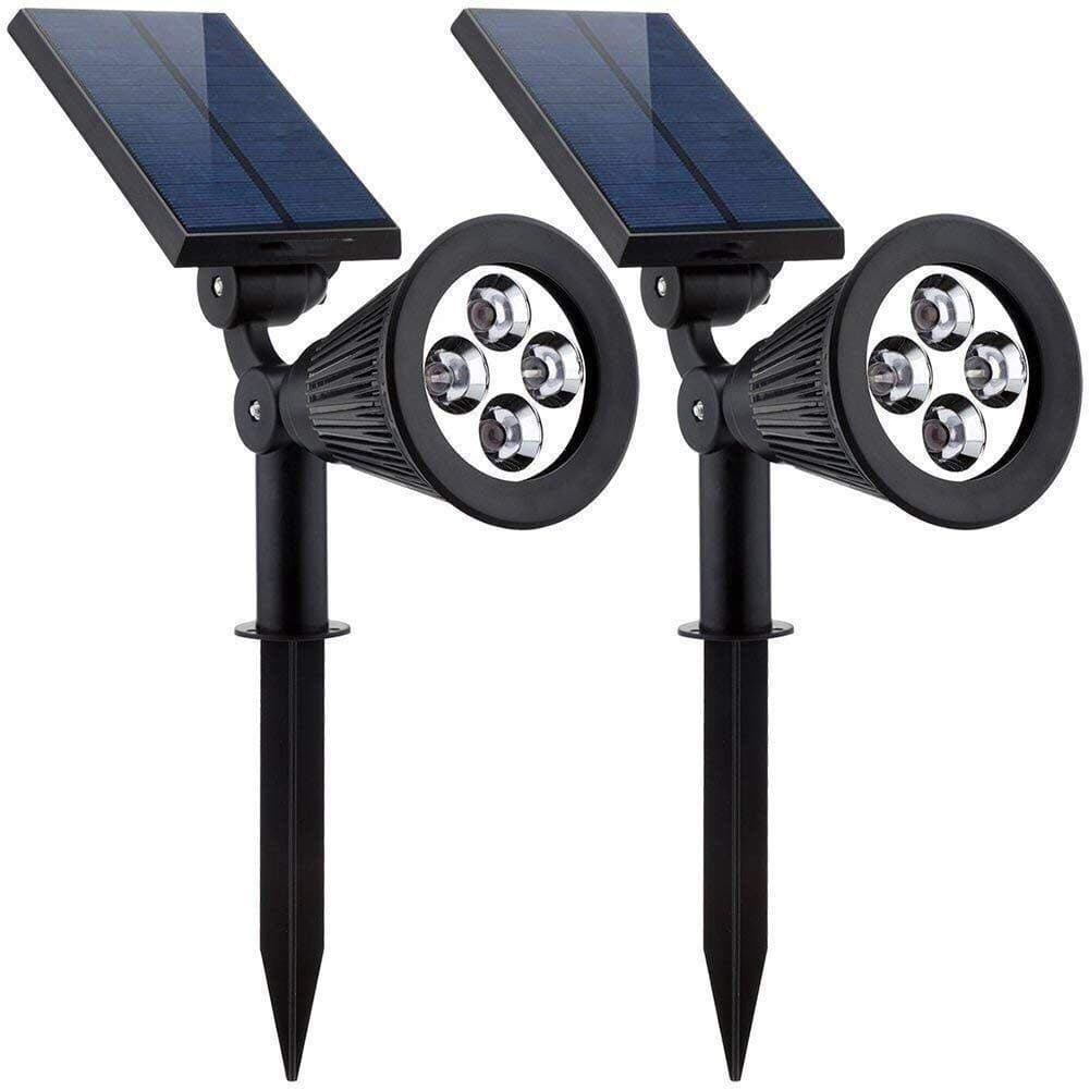 Solar Lights2-in-1 Waterproof 4 LED Solar Spotlight Adjustable Wall Light Landscape Light Security Lighting Dark Sensing Auto On/Off for Patio Deck Yard Garden Driveway Pool Area(2 Pack)
