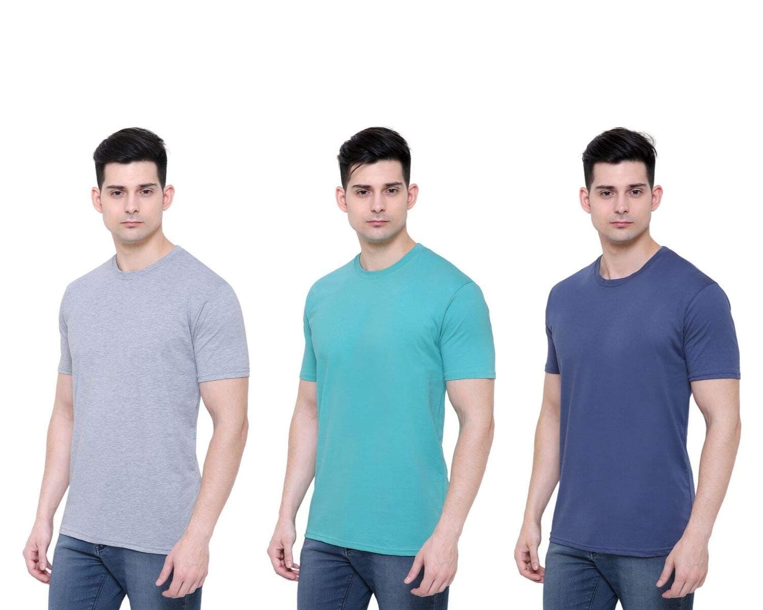 Kartio Solid Round Neck T-Shirt for Men (Set of 3)