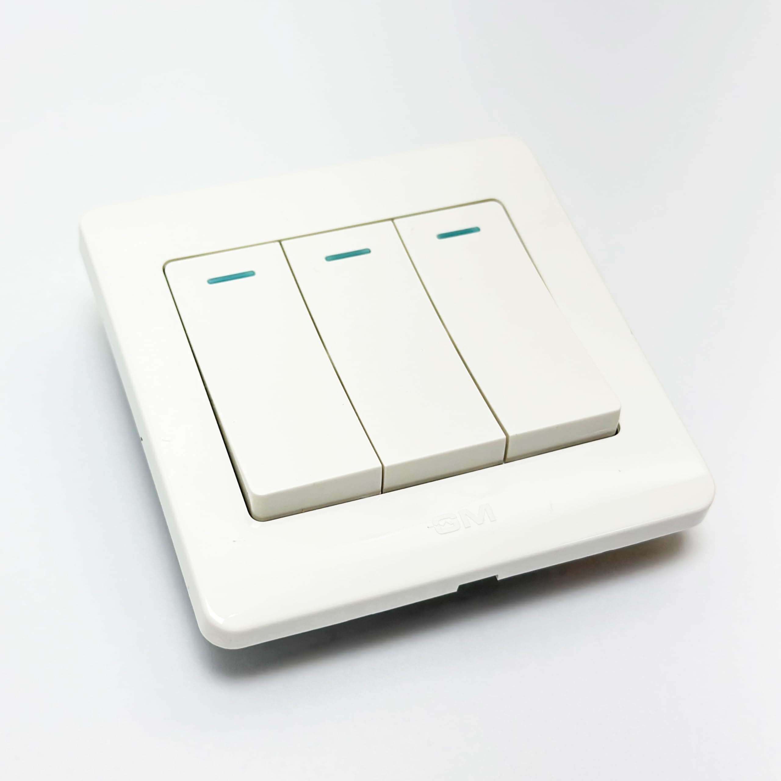 G5 3 Gang 1way Big Button Switch 16a 131-gl Glossy White