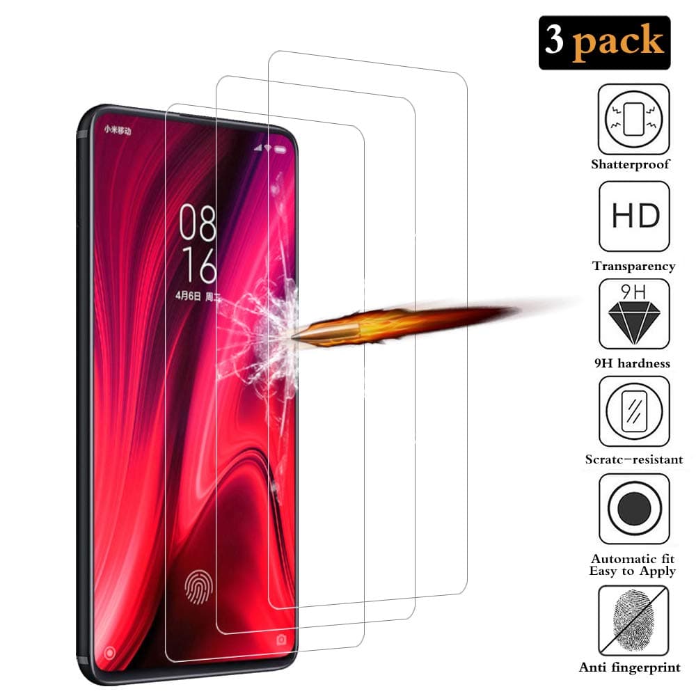 ANKENGS Xiaomi Mi 9T Screen Protector [3 Pack], Xiaomi Mi 9T Glass Screen Protector, [Full Coverage] [Anti-scratch] [Bubble Free] Tempered Glass for Xiaomi Mi 9T