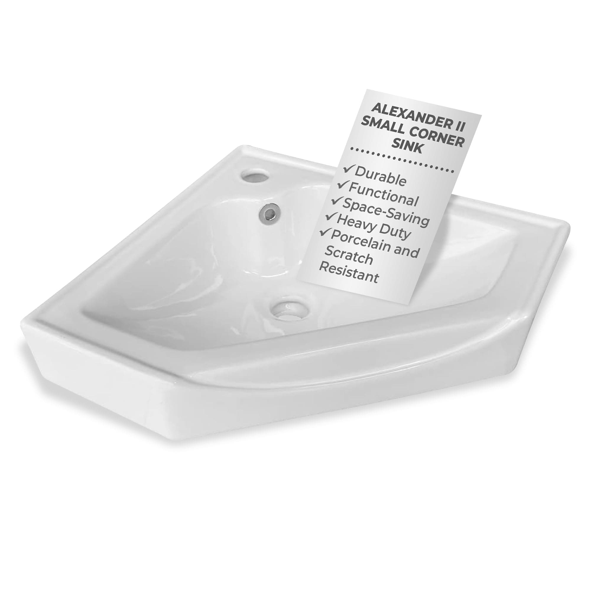 Alexander II Modern Bathroom Wall Mount Corner Sink White With Overflow Renovators Supply Manufacturing