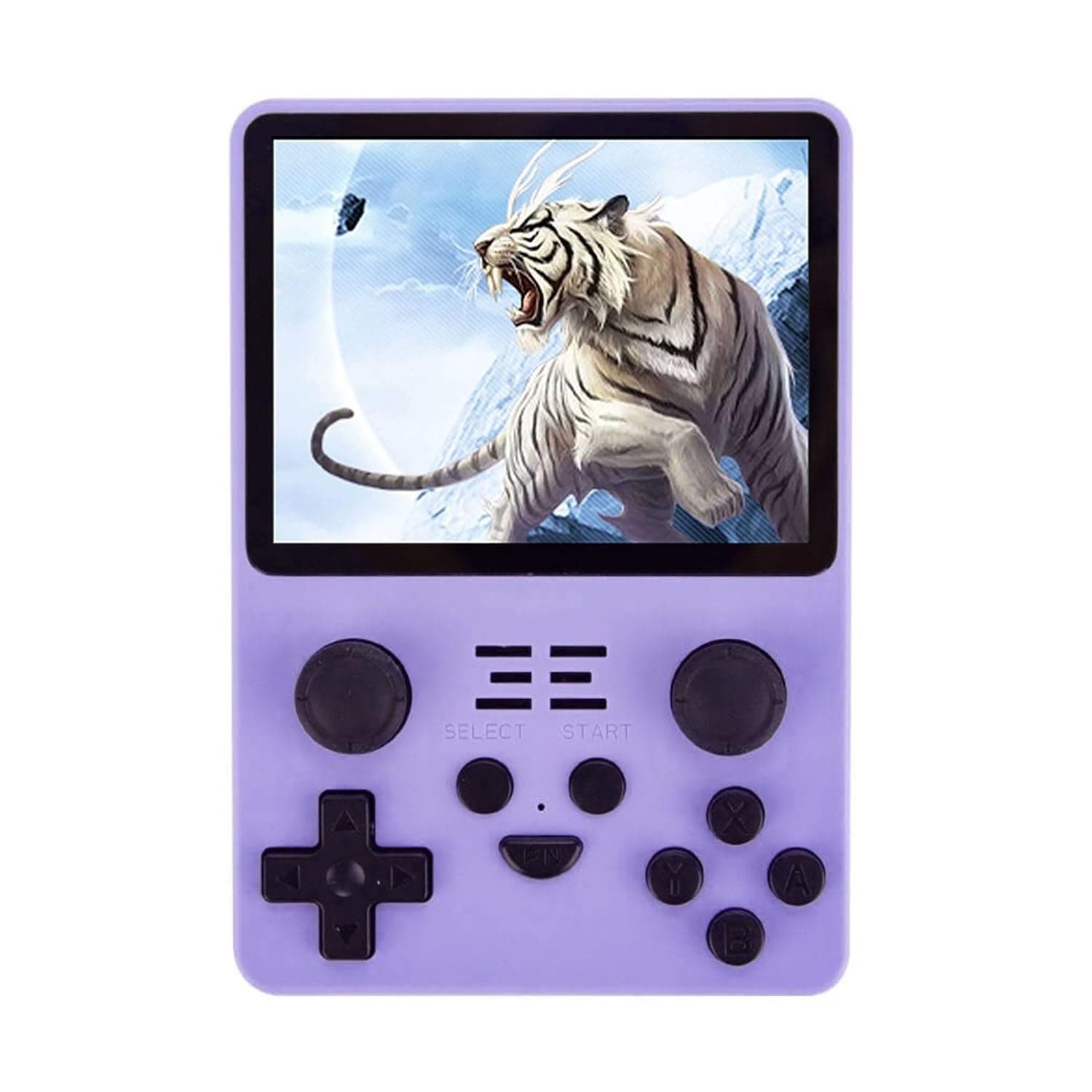 RGB20S Handheld Retro Game Console Pow Kitty Handheld Arcade Game with Built-in 16+64G Card & 15000 Games, 3.5 Inch IPS Screen Game Player (Purple)