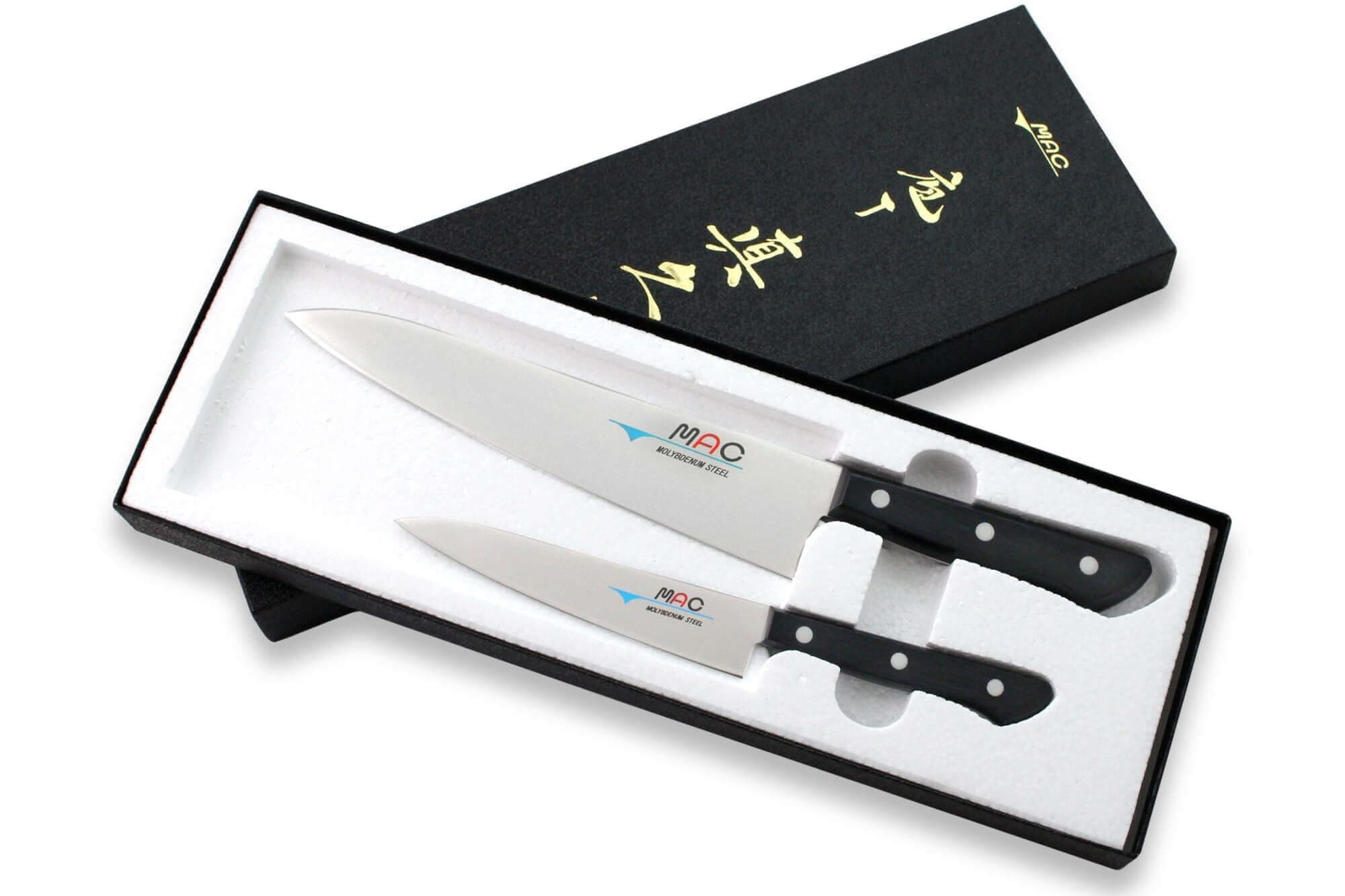 MAC Knife Chef Series 2-Piece Starter Knife Set - 8.5" Gyutou-Style Chef's Knife and 5.5" Utility Knife, Handcrafted in Seki, Japan
