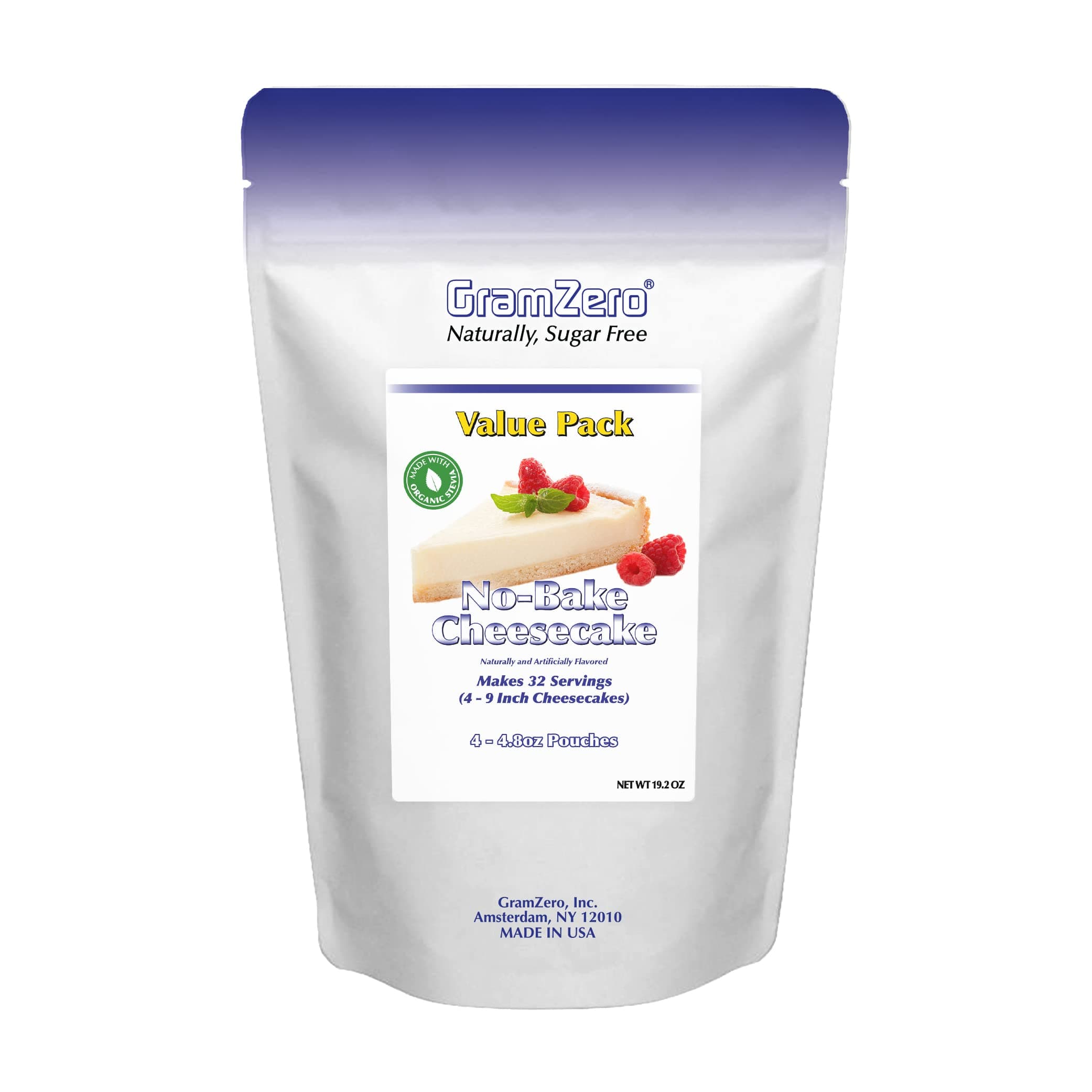 GramZero No-Bake Cheesecake Mix, Makes 4 Cheesecakes, Low Calorie, Stevia Sweetened