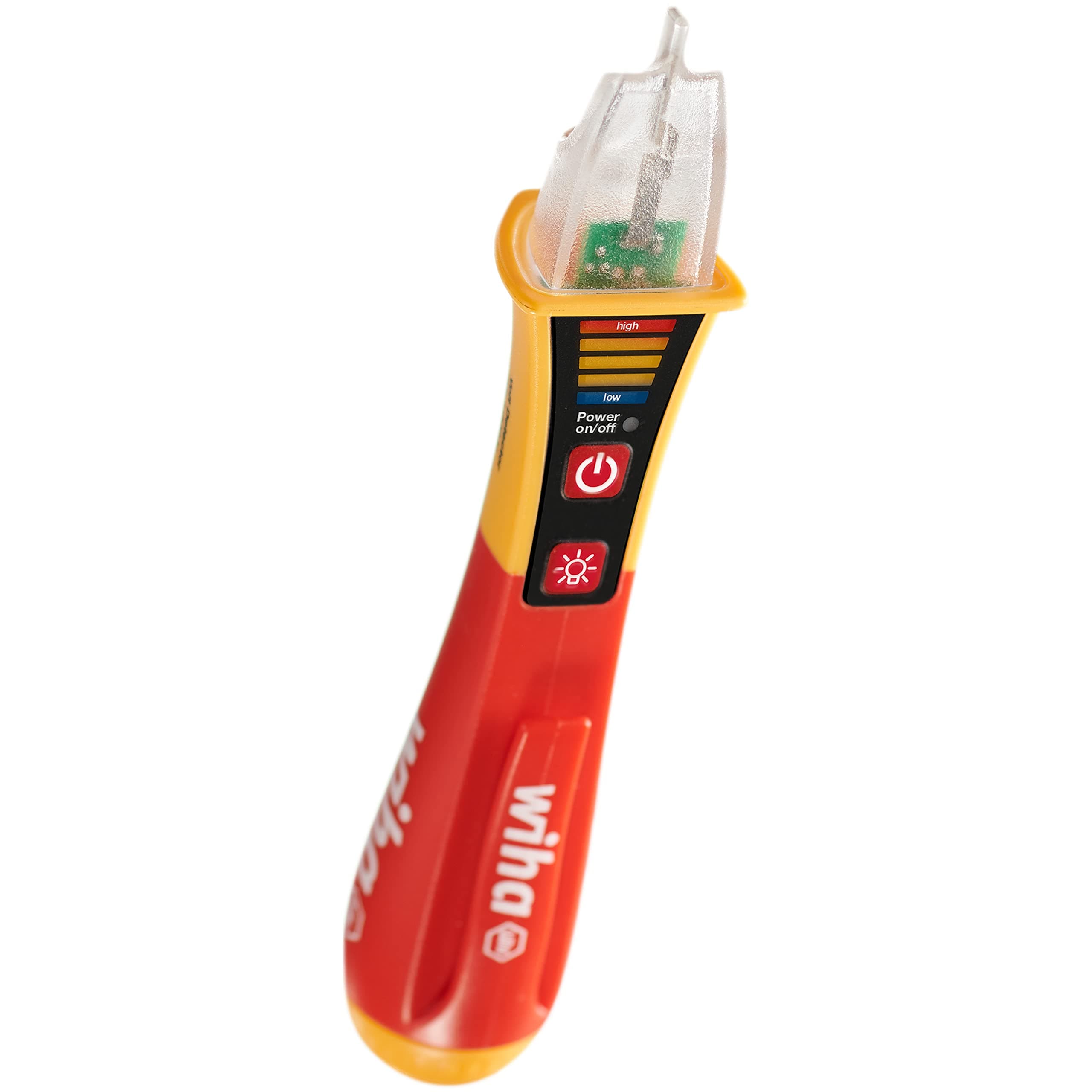 Voltage Tester, VDE, Current Tester, Explosion-Proof, Phase Tester, Non-Contact, Single-Pole, 12-1000 V AC (44309), Includes 2 x AAA Batteries., Red
