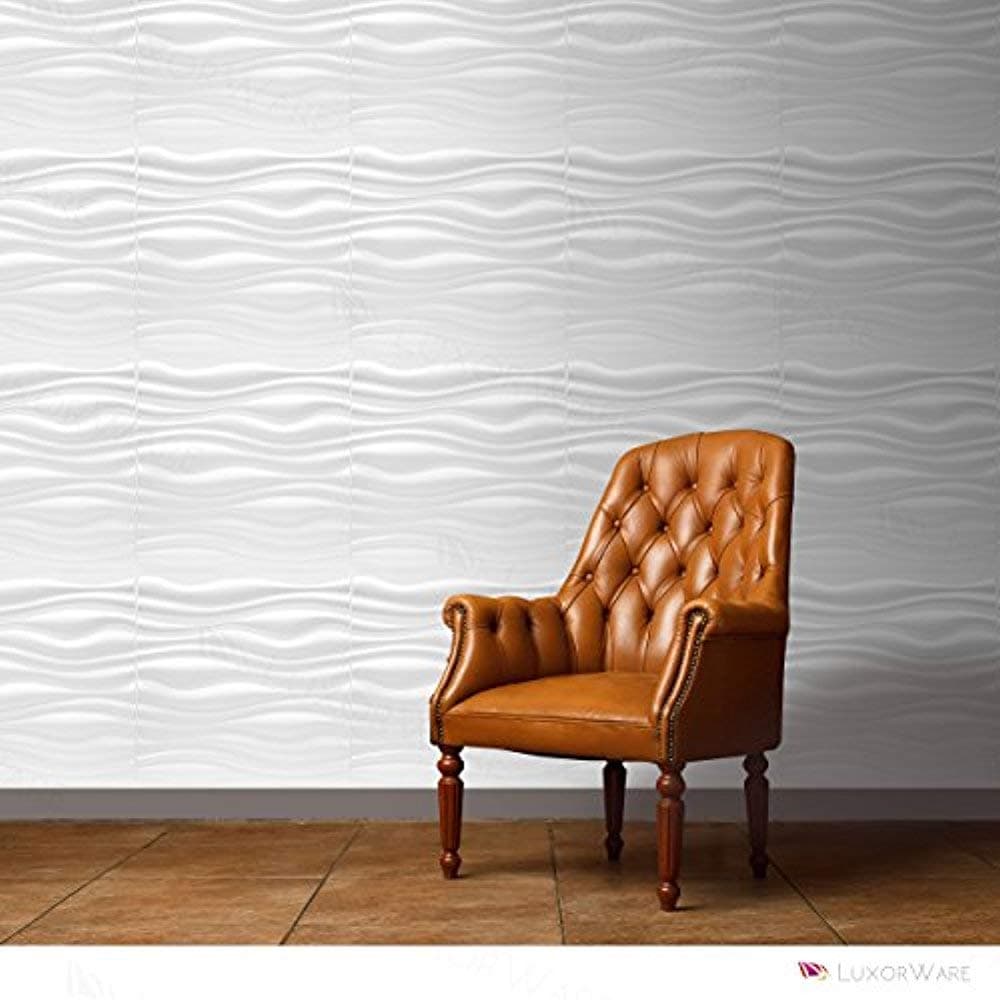 3D Wall Panel Pack of 12 Tiles 32 sqf CE Certified White PVC Panel for TV Walls/Bedroom/Living Room (LW3D888)