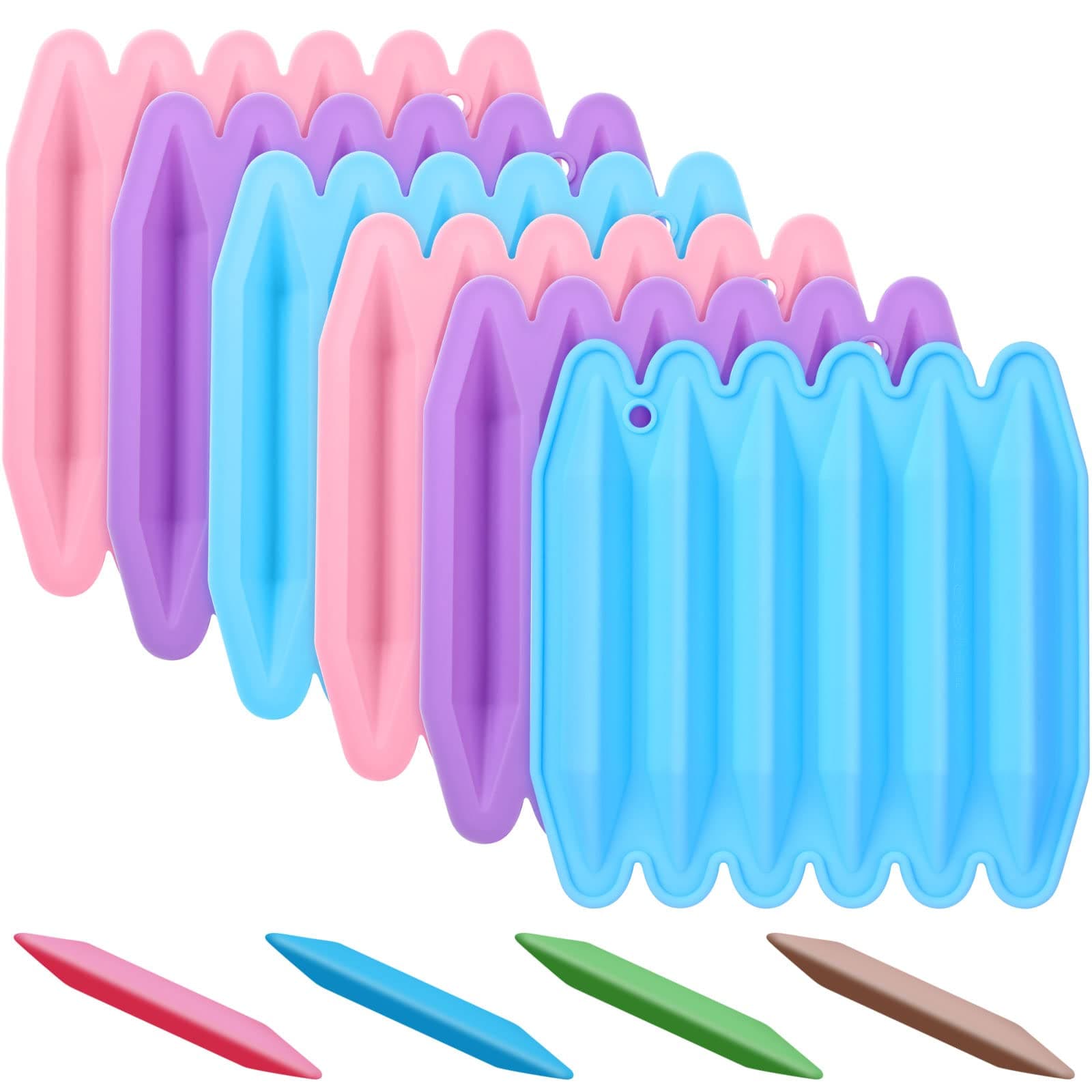 Nuogo 6 Pack Crayon Recycling Mold Silicone Crayon Triangular 3D Mold Reusable for DIY Wax Crayons Candle Melting Oven Safe Pen Shapes