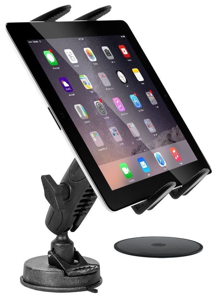 iPad Car Mount, 2 in 1 Car Holder Mount, Windshield or Dash iPad Car Holder Compatible with iPad Pro/Air/Mini and All 7-12.9” Tablets
