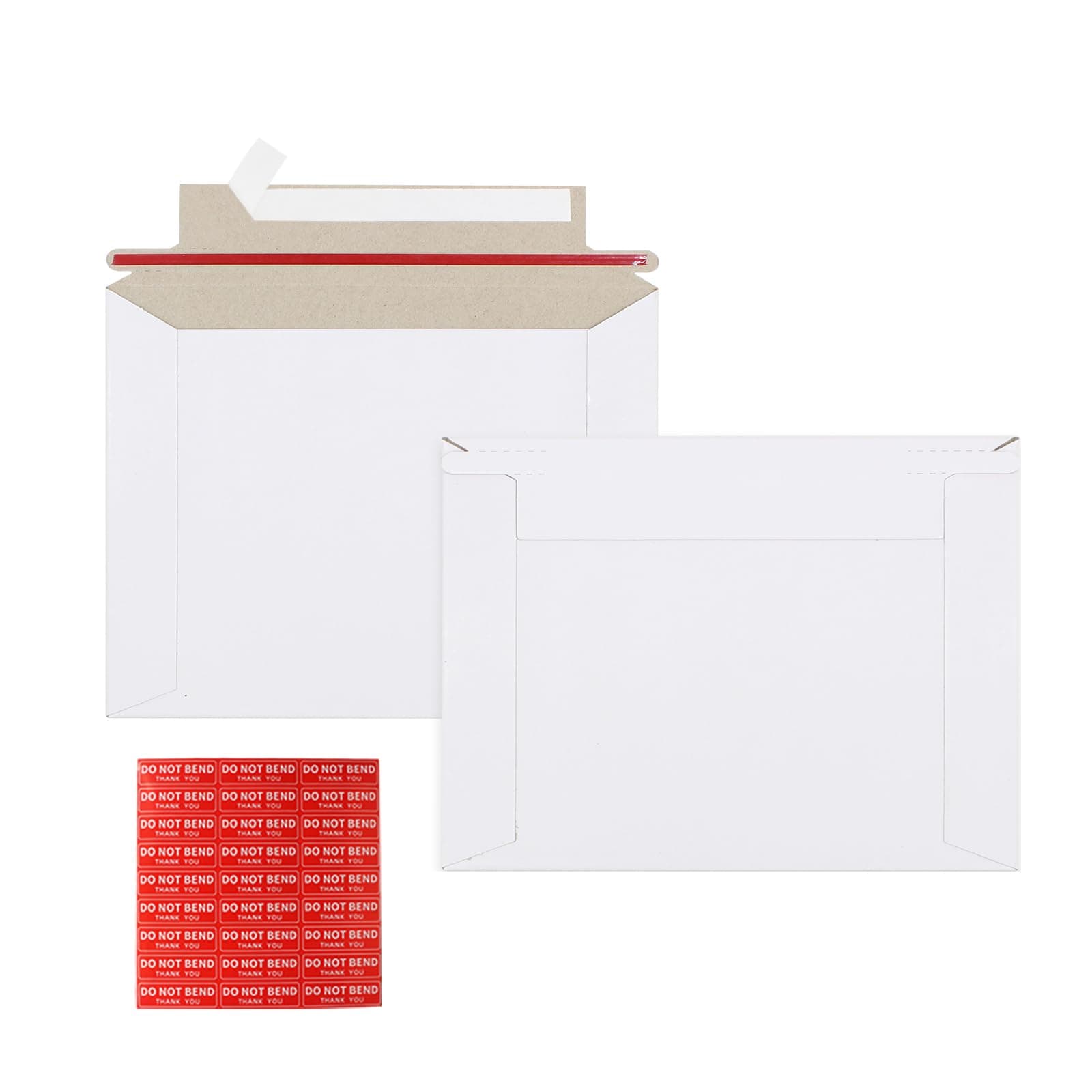 100 Pack 6.5x4.5 inch Rigid Mailer Self Seal Photo Document Mailers, Stay Flat White Cardboard Shipping Envelopes White Photography Mailers for CD, Photos, Document