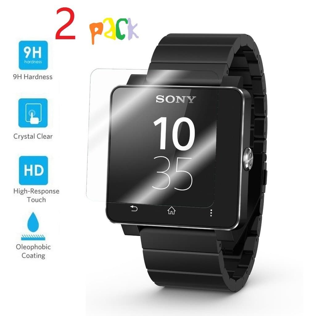 HYAIT Sony SW3 Watch Screen Protector 2-Pack Real 0.2mm Premium iWatch Tempered Glass Screen Protector Film for Sony Watch