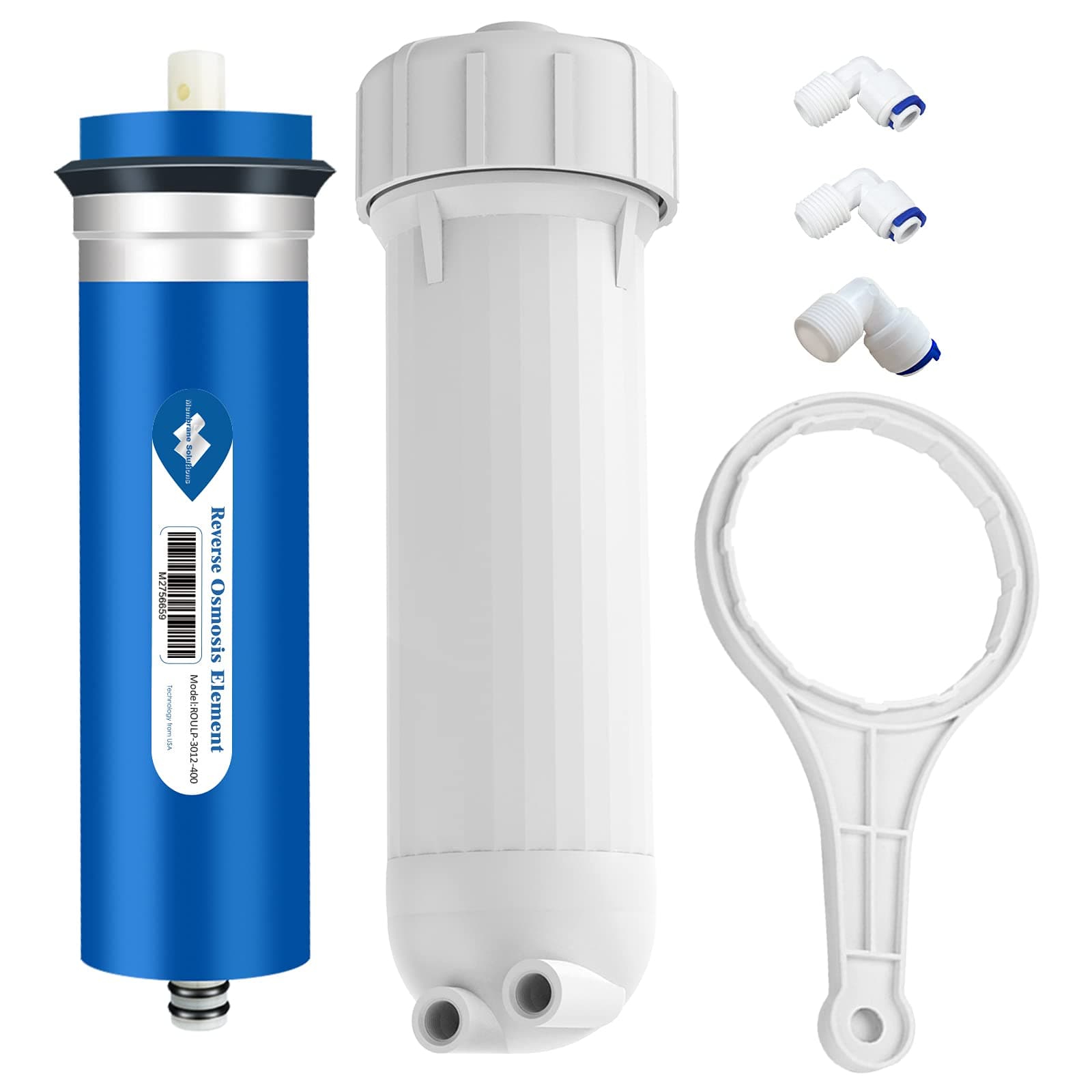 400 GPD RO Membrane, Reverse Osmosis Membrane with Membrane Housing, 1/4" Quick-Connect Fittings, Check Valve, Replacement for Under Sink Home Drinking RO Water Filter System