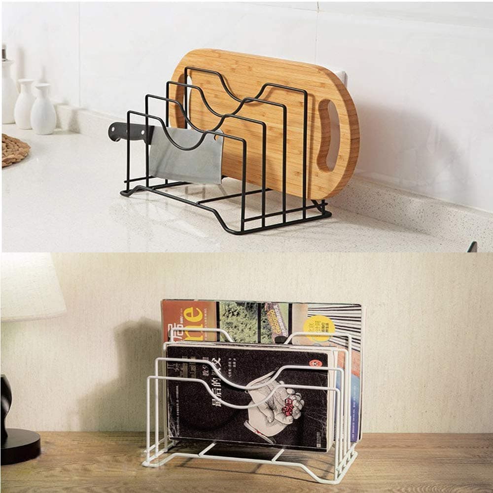 Aatmnivedi Adjustable Pan Pot Lid Holder Rack Organizer | Kitchen Cabinets - Iron Multi-Functional Countertop Storage Solution ||