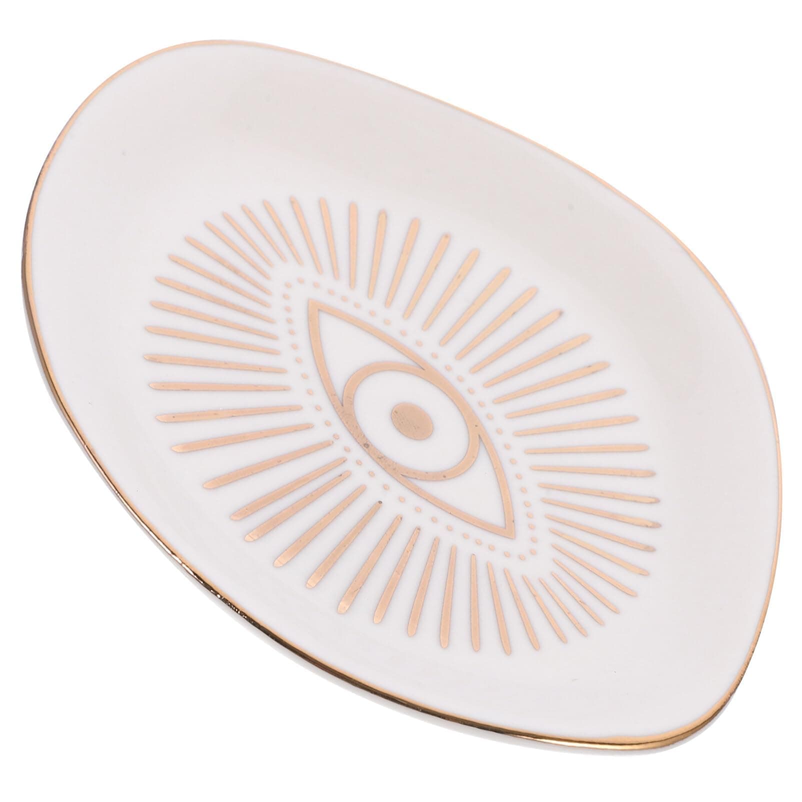 Azonee Ceramic Eye Shape Ring Dish, Evil Eye Jewelry Plate Key Ashtray Trinket Bowl Organizer Tray Key Holder, Jewelry Plate as Concrete Home, Coffee Table Decor, Gifts for Woman, Mom, Friends