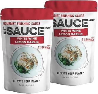 Le Sauce & Co., White Wine Lemon Garlic Gourmet Finishing Sauce (2-pack), Lemon Sauce, Garlic Sauce, White Wine Sauce, Steak Sauce, Chicken sauce, Shrimp Seasoning, Pasta, Bread, Chicken Breast