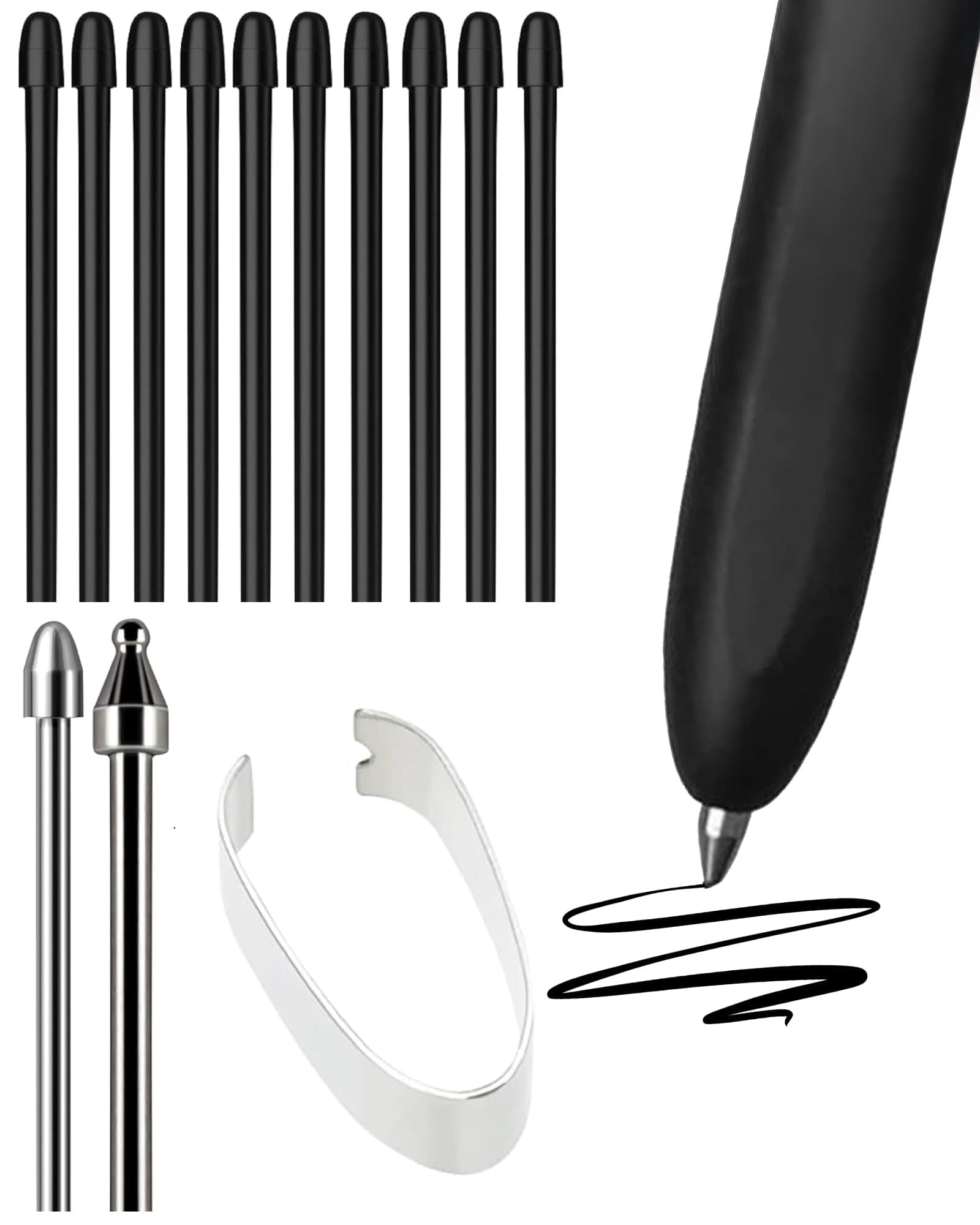 Soft Metal Nibs Tips Replacement For Samsung Galaxy Tab S10 Ultra Spen S9 S8 S7 S10+ S9+ S8+ Tab S9 Ultra S6 Lite S24 S23 S22 Ultra Note 9 Note 8 S Pen King Write + Tool, 10Pcs Standard + 2 Pcs Metal