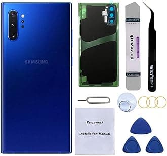 OEM Rear Back Glass Replacement for Samsung Galaxy Note 10+ Plus 6.8 inches 5G with Reparing Toolkit and Pre-Installed Adhesive (Aura Blue)