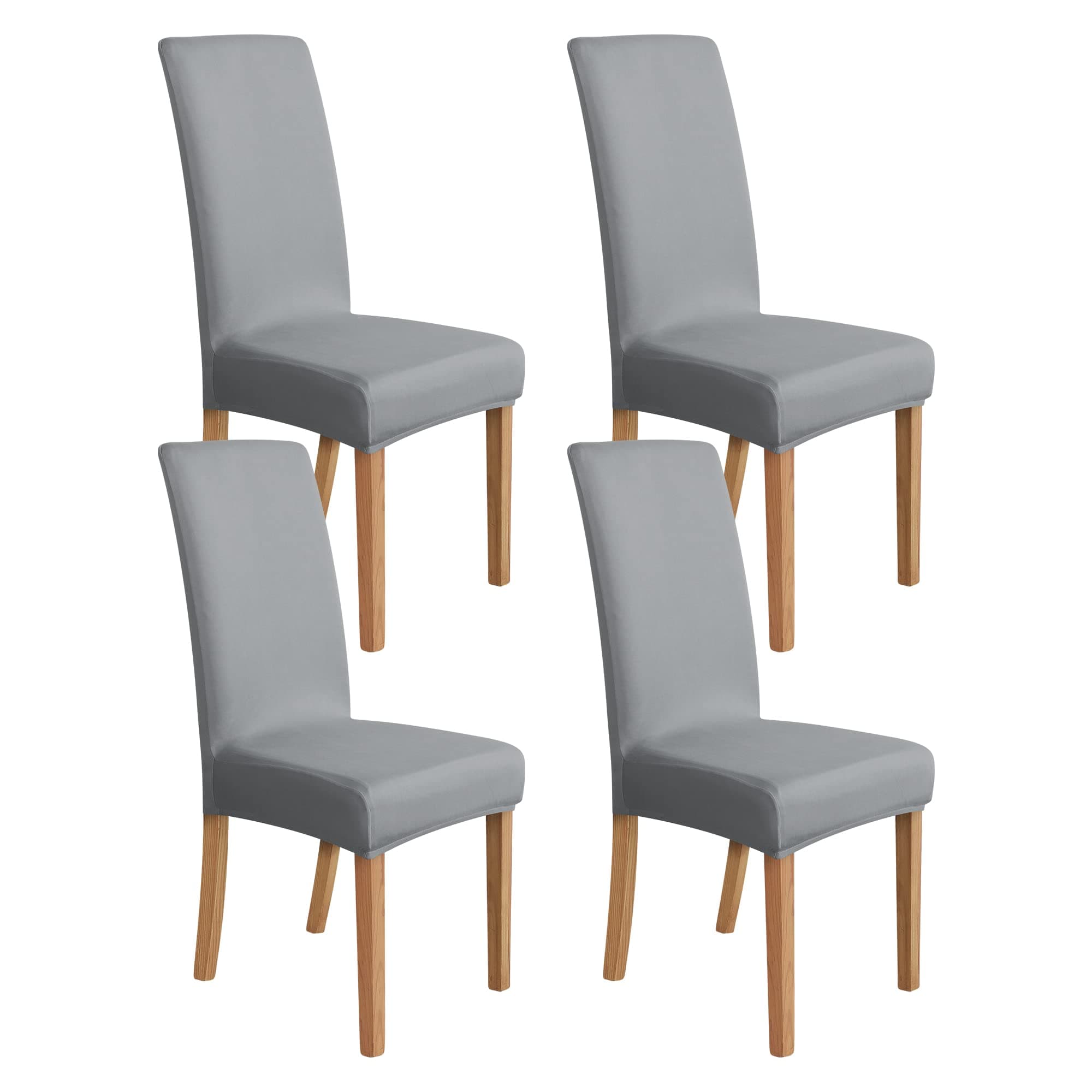 Amazon Basics Stretch Dining Chair Covers, Set of 4, Light Grey, Solid