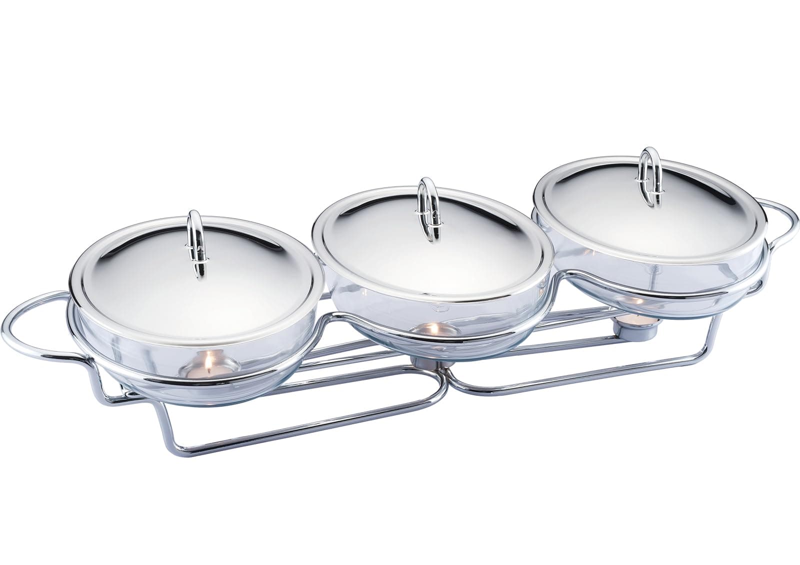Galashield Chafing Dish Buffet Set 3 Section 1.5 QT Each | Food Warmers for Parties Buffet, Oven Safe Glass Serving Dish with Stainless Steel Base and Cover