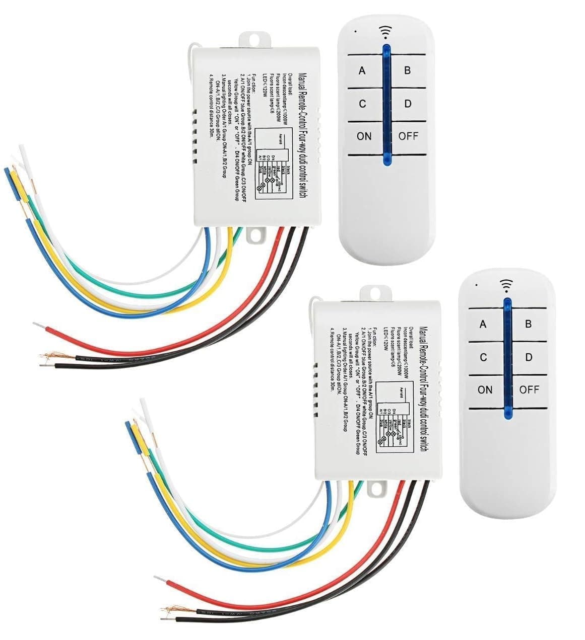 Shockley 4-Way Digital Switch ON/Off 220V-240V Light Digital RF Remote Control Remote-Control Wireless Wall Switch (4 Way switch, 2 Piece)