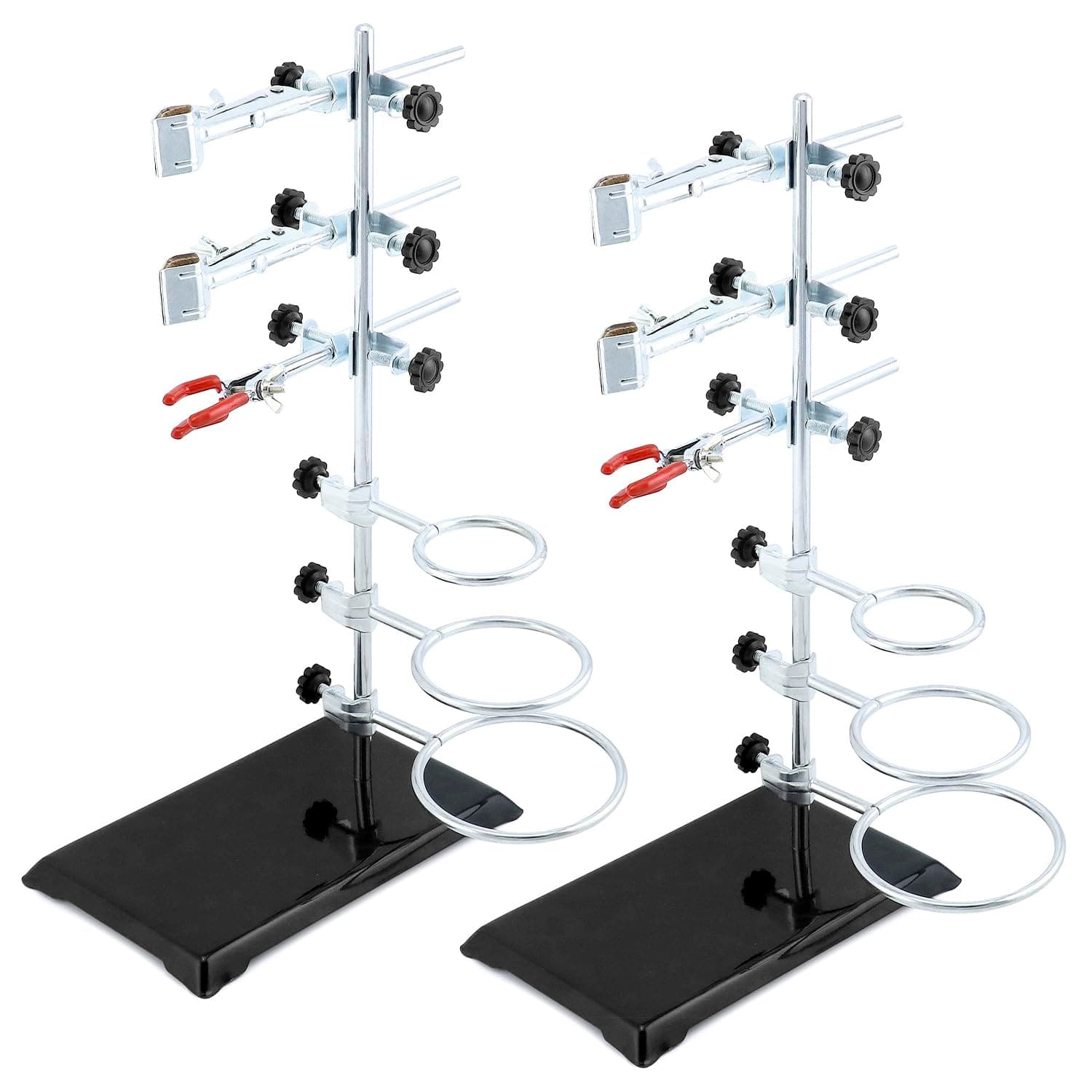 Laboratory Grade Metalware Set, 2 Pack Lab Support Stand Set with Iron Clamp Holder, Flask Clamp, and Condenser Stand
