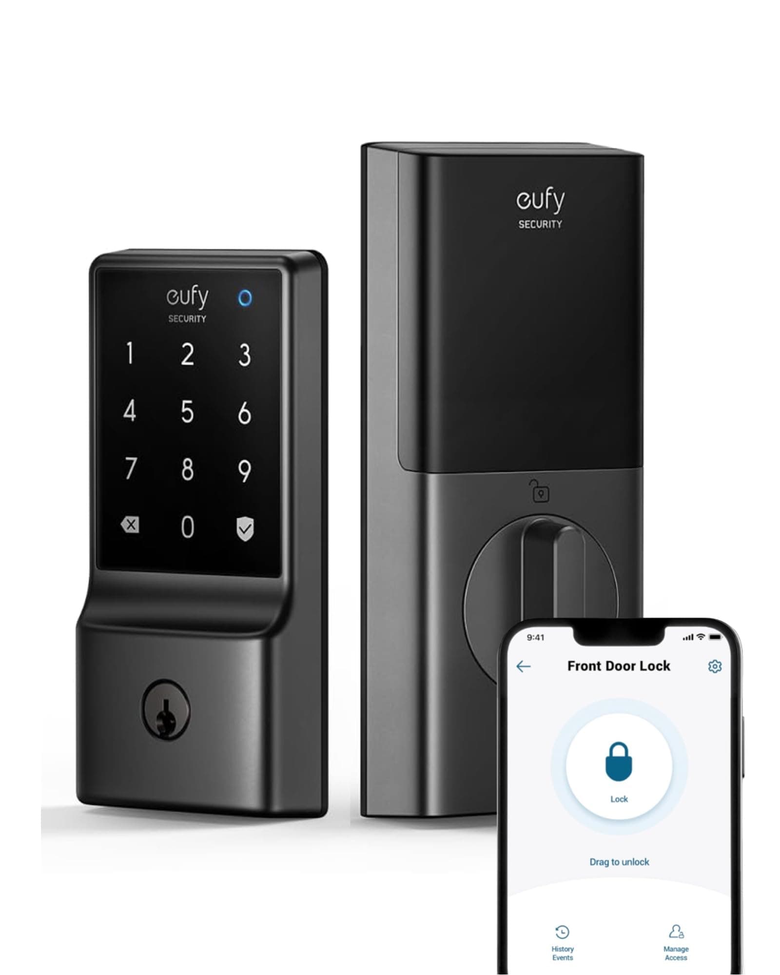eufy Security Smart Lock C210, Keyless Entry Door Lock, Built-in WiFi Deadbolt, Smart Door Lock, No Bridge Required, Easy Installation, Touchscreen Keypad, App Remote Control, 4 AA Batteries Included