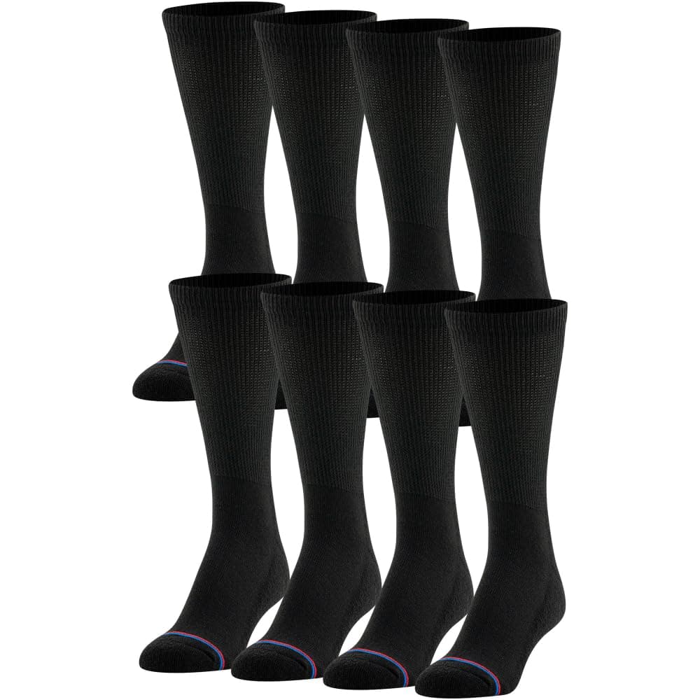 Men's 8 Pack Diabetic Crew Socks with Non-Binding Top
