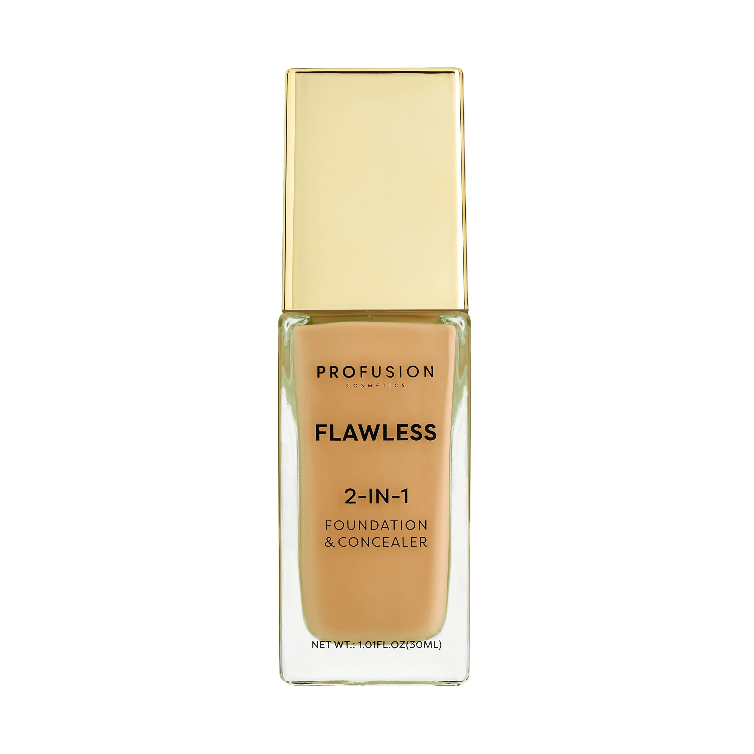 2-In-1 Foundation and Concealer for Medium Deep Skin Tone, Flawless Full Coverage and Matte Finish with Convenient Solution for Achieving Polished Look - Golden Tan
