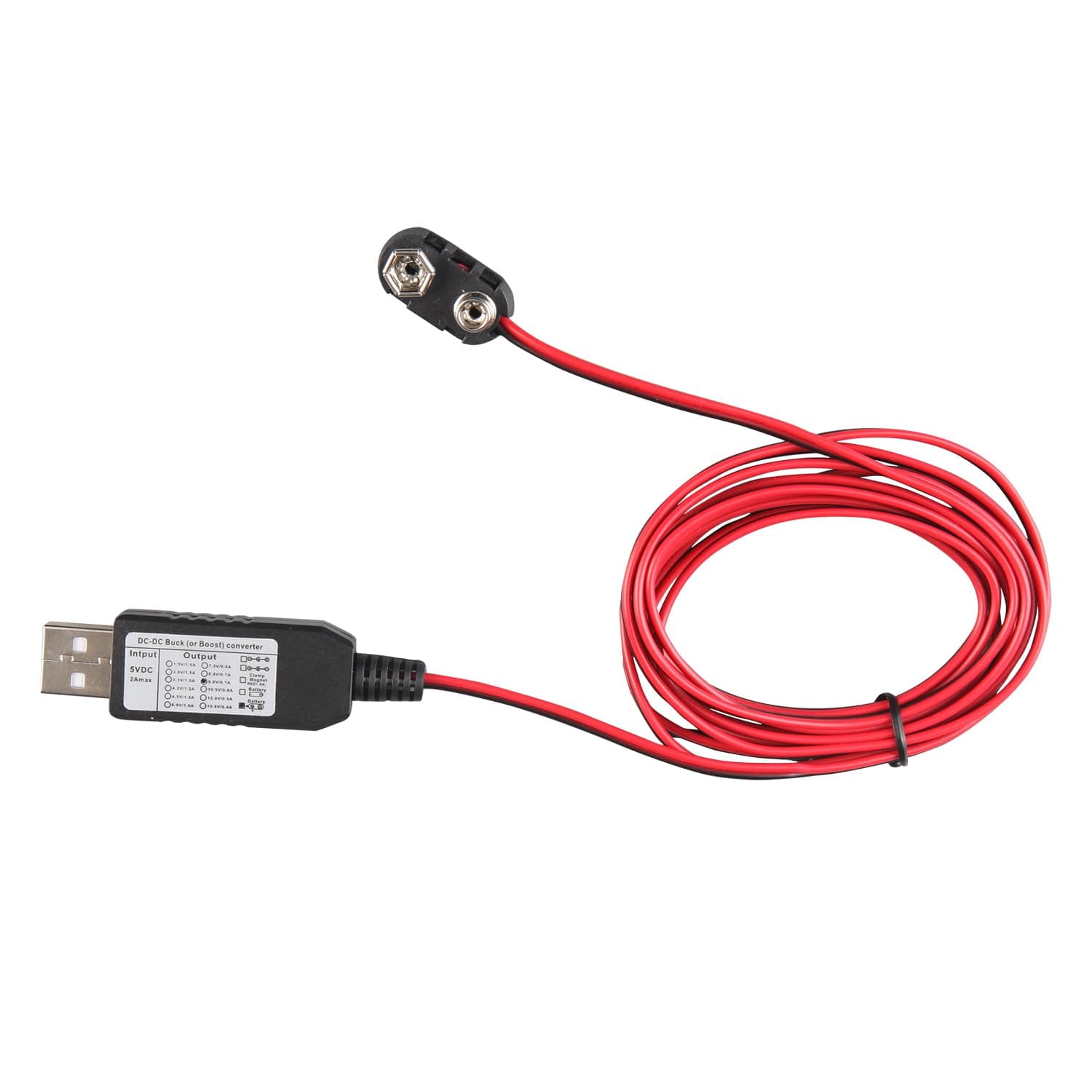 USB to 9V Battery Connector Eliminator Replace 6F22 6LR61 USB Power Converter Kit Connect Cable 78IN 200CM