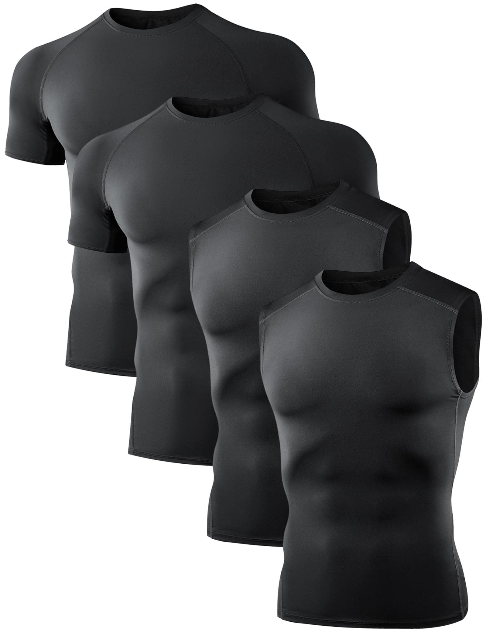 Dalavch 4 Pack Compression Shirts and Tank Tops Men Short Sleeve/Sleeveless Athletic Undershirt for Sport