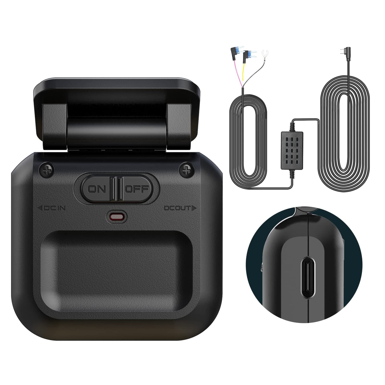 HUPEJOS Type-C Hardwire Kit with Radar Detection, Suitable for V7/V80 and Type-C Interface Dash Cam,12V-24V to 5V/2.5A, with Low Voltage Protection, 24-Hour Radar Detection Parking Monitoring