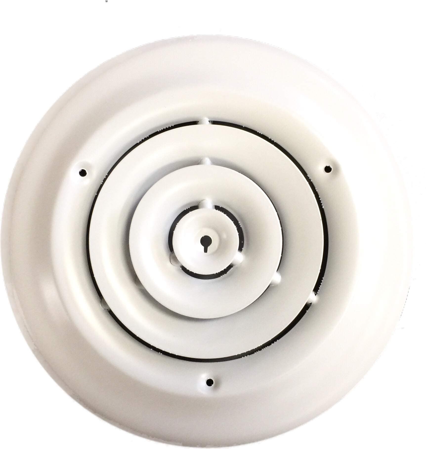 HBW 6" Round Ceiling Diffuser White Powder Coated with Outside Dimension of 10" Fitting in 6" Duct