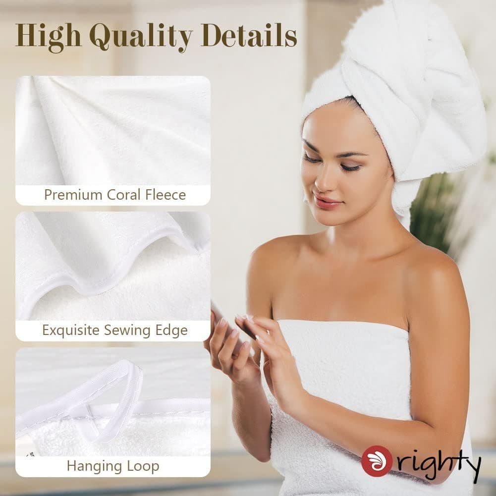 Orighty Bath Towel Set, 4 Pack (27" x 54") White Soft Touch Bath Towel Set, Highly Absorbent Microfiber Body Towels, Quick Drying, Microfiber Bath Towels for Sports, Yoga, Spa, Fitness